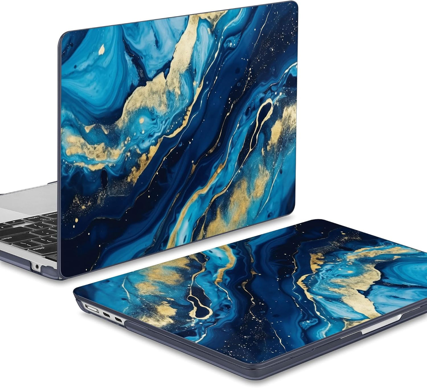 May Chen for MacBook Air 13.6 Inch Case 2025/2024/2023/2022 Release (Model A2681 A3113 A3240, M2 M3 M4 Chip) – Hard Shell Laptop Cover with Keyboard Cover & Screen Protector，Blue Marble Texture