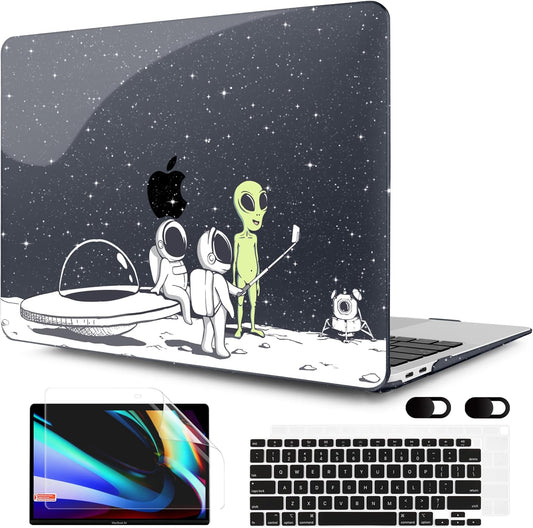 MEEgoodo for MacBook Air 13 inch Case 2021 2020 2019 2018 Released A2337 M1 A2179 A1932 with Touch ID, Plastic Hard Shell & Keyboard Cover Compatible with MacBook Air Case 13.3, Astronauts & Alien