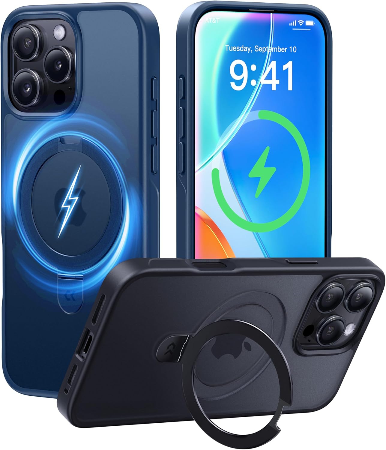 CASEKOO Designed for iPhone 16 Pro Max Case with Magnetic Invisible Stand [Military Drop Protection] [Compatible with MagSafe] Shockproof Slim Translucent Matte Promax Case 6.9 Inch, Blue