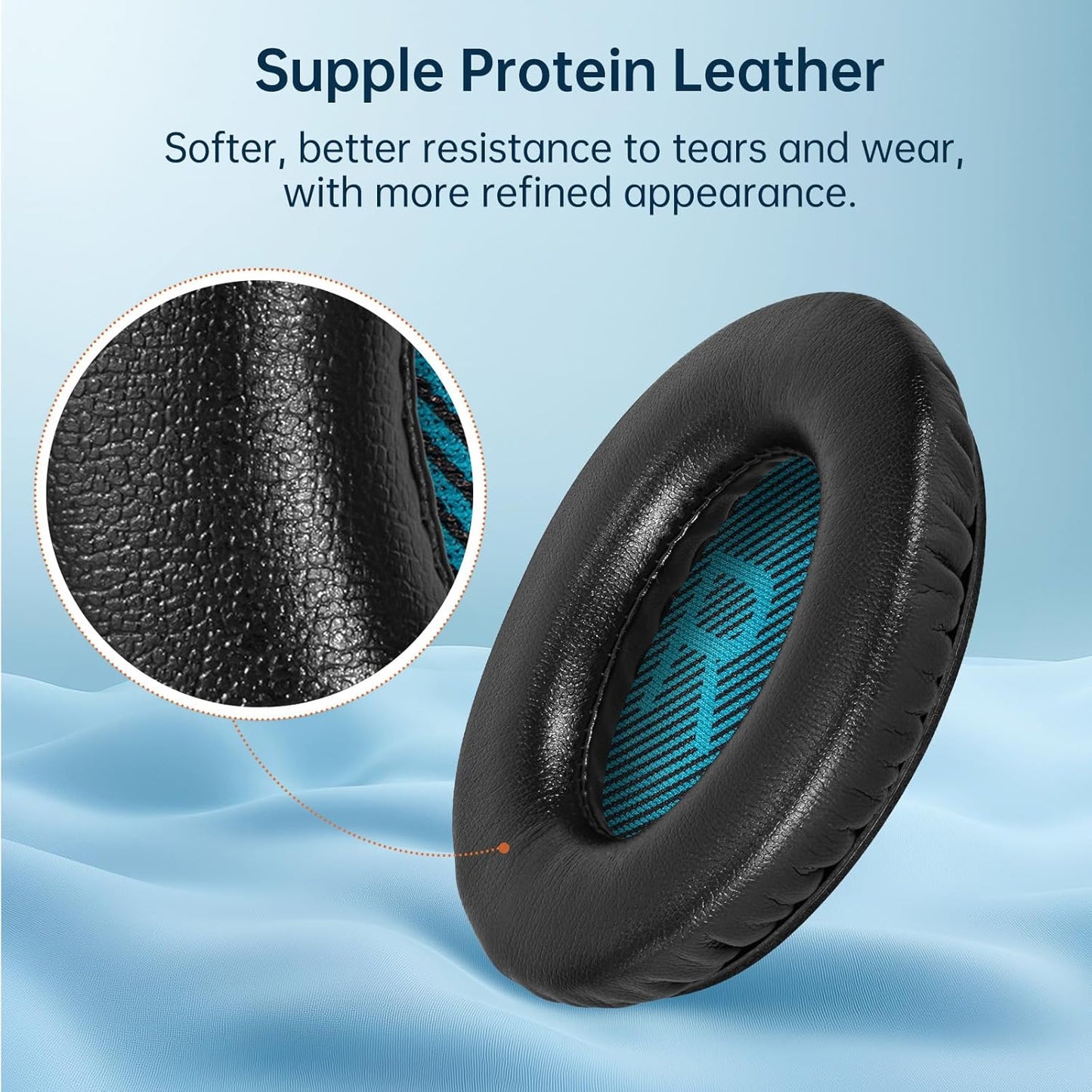 Aurivor Replacement Ear-Pads for Bose QuietComfort QC 35 (ii) 25 15 2 Headphones, Tear-Proof Cushion for QC35 (ii) QC25 QC15 QC2 SoundTrue/SoundLink AE2/AE2i/AE2w Around-Ear Headphones (Black)