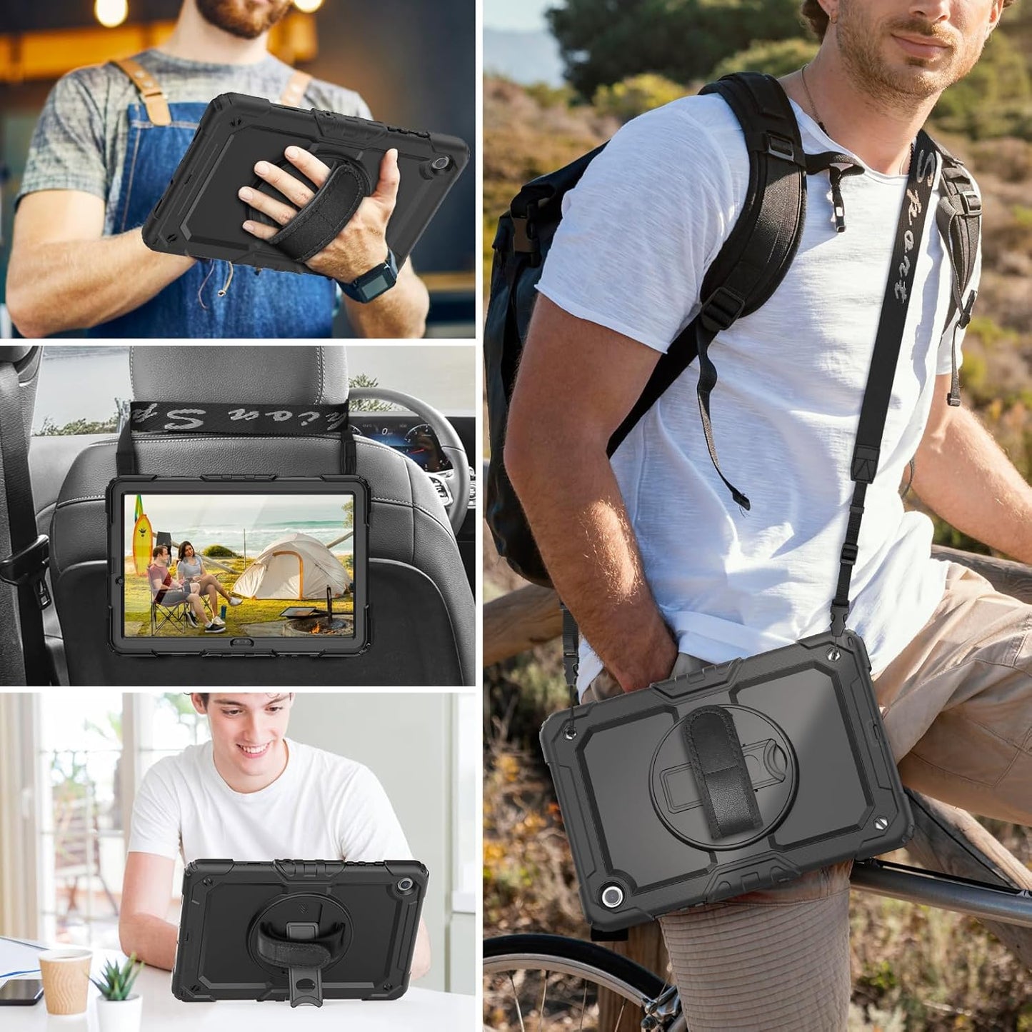 HXCASEAC Case for Samsung Galaxy Tab A8 10.5 inch, Protective with Screen Protector/Hand Strap/Pen Holder, Sturdy Shockproof A8 Tablet Case 2022 SM-X200/X205/X20 - Black