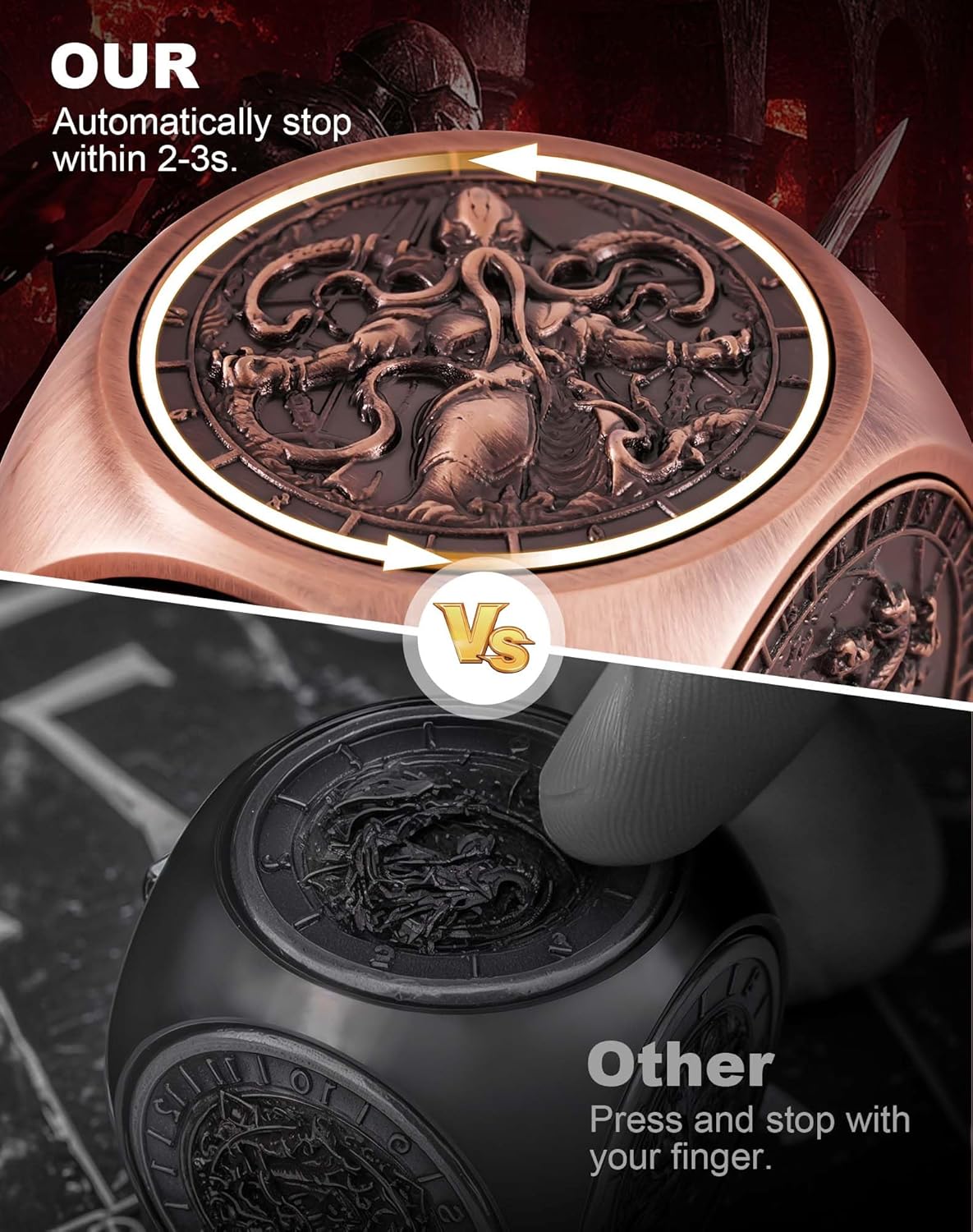 Kabinka Spinner Dice for 7 in 1 DND Dice Set, Unique Metal Dice for Dungeons and Dragons RPG Role Playing Gaming (Red Copper)