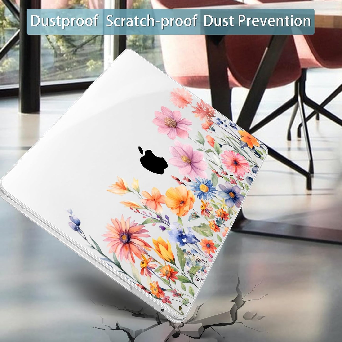 Mektron for MacBook Pro 13-inch Case 2022 2021 2020 Release A2338 M2 M1 A2289 A2251, Printed Plastic Hard Shell Cover for New MacBook Pro 13.3-inch Touch Bar Fits Touch ID，Floral P165
