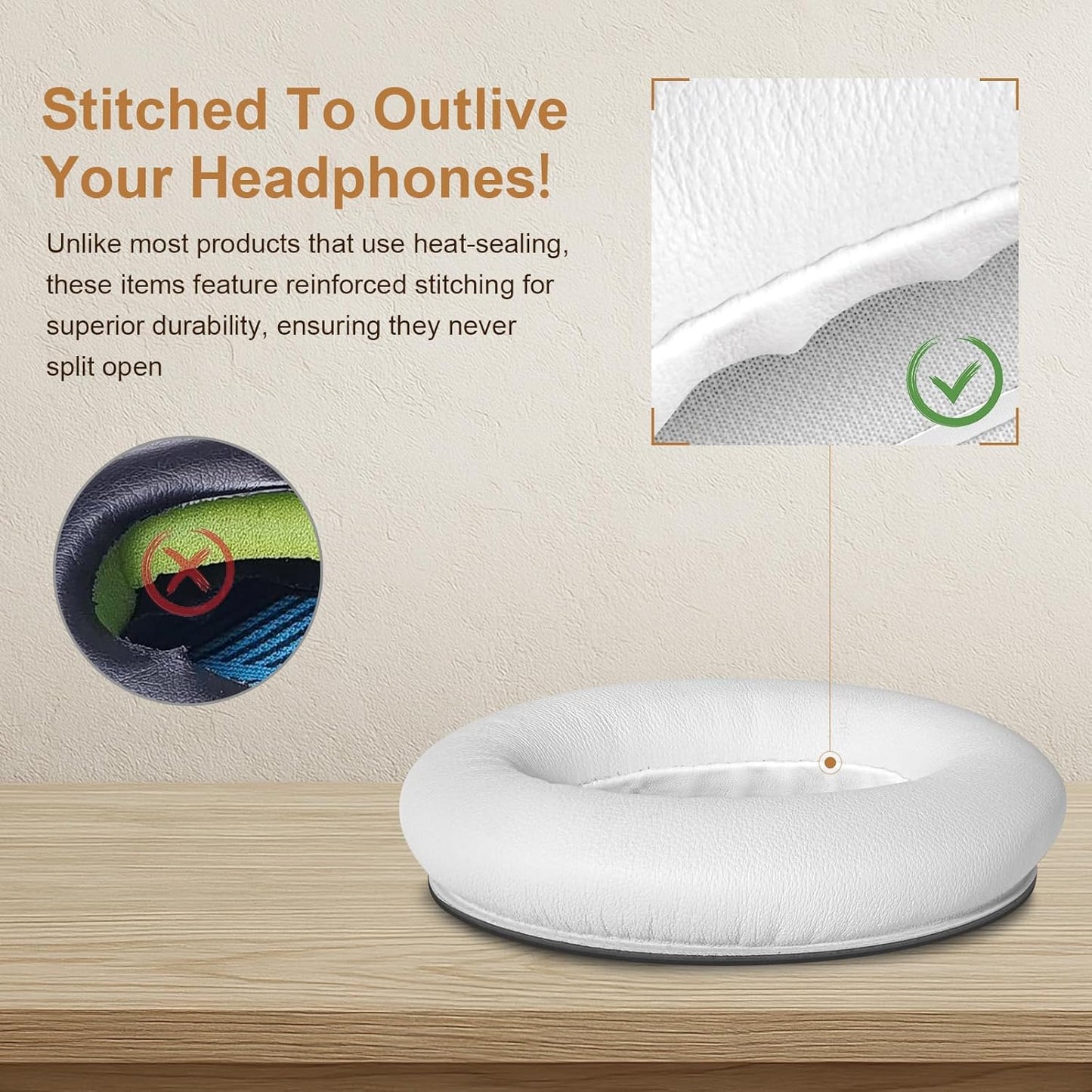 Aurivor Replacement Ear-Pads Cushions for Bose QuietComfort 45 35 35ii (QC-45 QC-35 QC-35 ii), Genuine Lambskin Ear Covers Compatible with QuietComfort SE (QC SE)/ New QuietComfort Headphones(White)