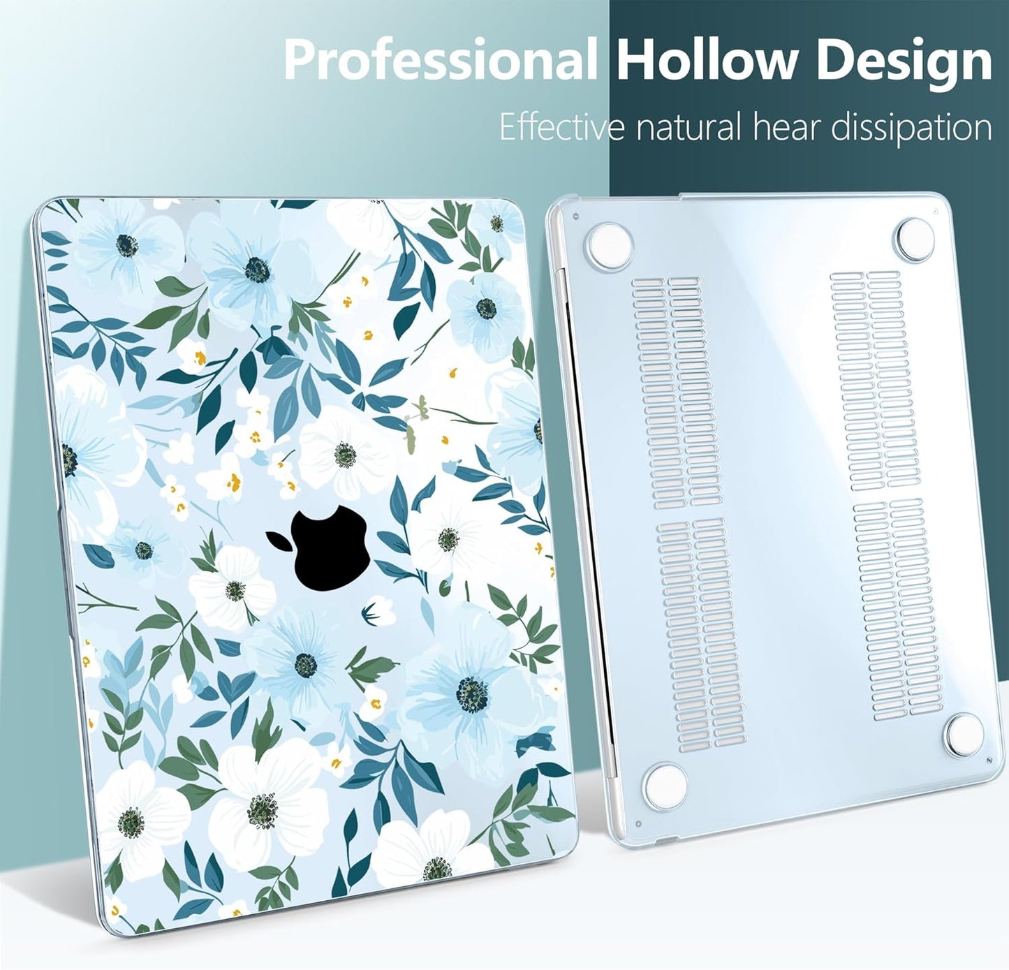 TWOLSKOO Compatible with M4 MacBook Air 13.6 inch Case 2025-2022 Release M4 A3240 M3 A3113 M2 A2681, Plastic Hard Shell & Keyboard Cover & Type C Adapter & Screen Protector, Floral Field Seamless