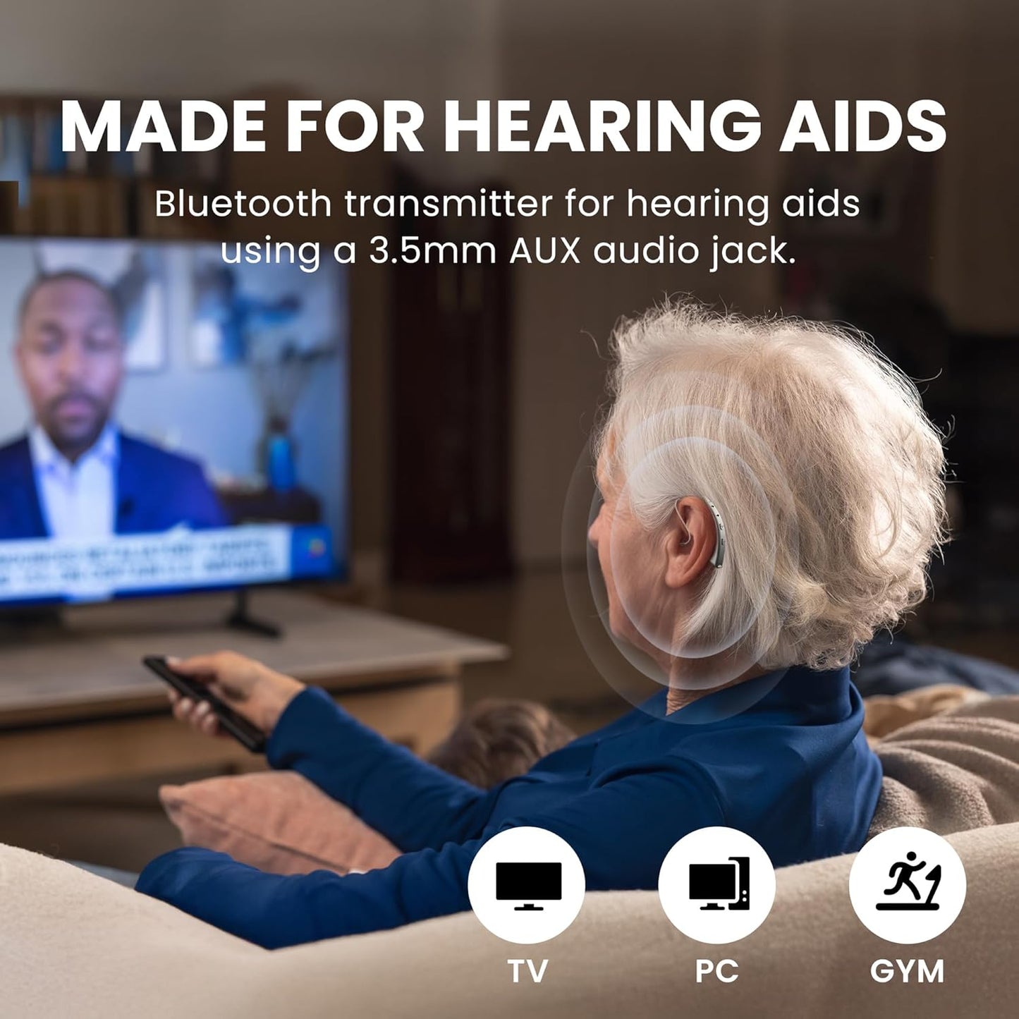 Avantree Voyager HA - Auracast Transmitter for Hearing Aids with Display & Volume Control, LE Audio, Bluetooth 5.4, Qualcomm Chip, Firmware Upgradeable, AUX for TV, PC