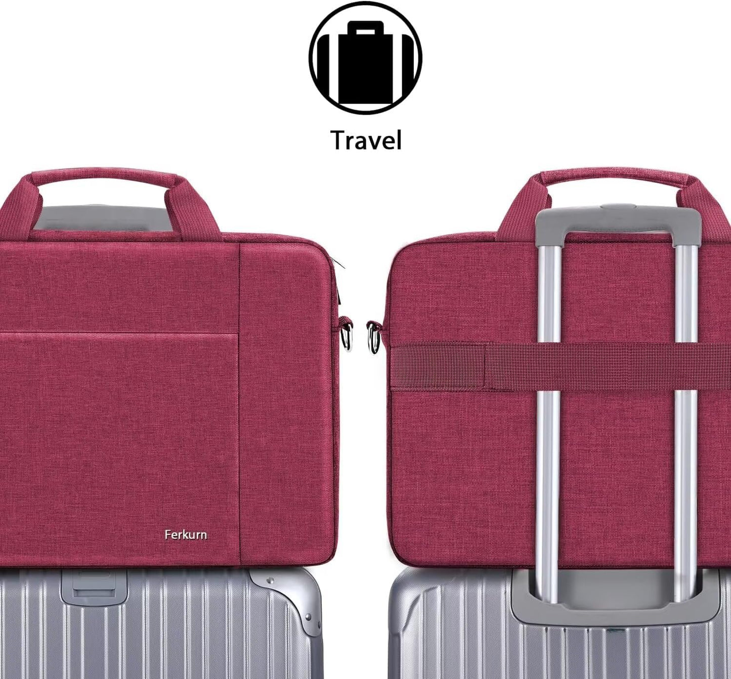 Ferkurn Laptop Bag Case for Women Men Computer Bag Compatible with HP Envy Pavilion Omen/LG Gram/MSI/Dell Inspiron XPS/Lenovo/Acer, Shoulder Strap Carrying Messenger Briefcase, Red, 15.6 16 Inch