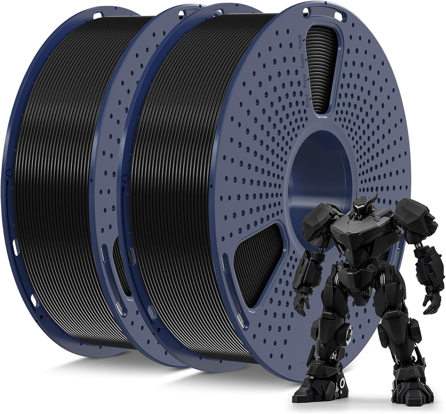 SUNLU PETG Filament 1.75mm Bundle, Less Stringing and Good Layer Adhesion 3D Printer Filament, Individually Vacuum Packed, 2kg in Total, 1kg per Spool, PETG 2 Pack, Black+Black