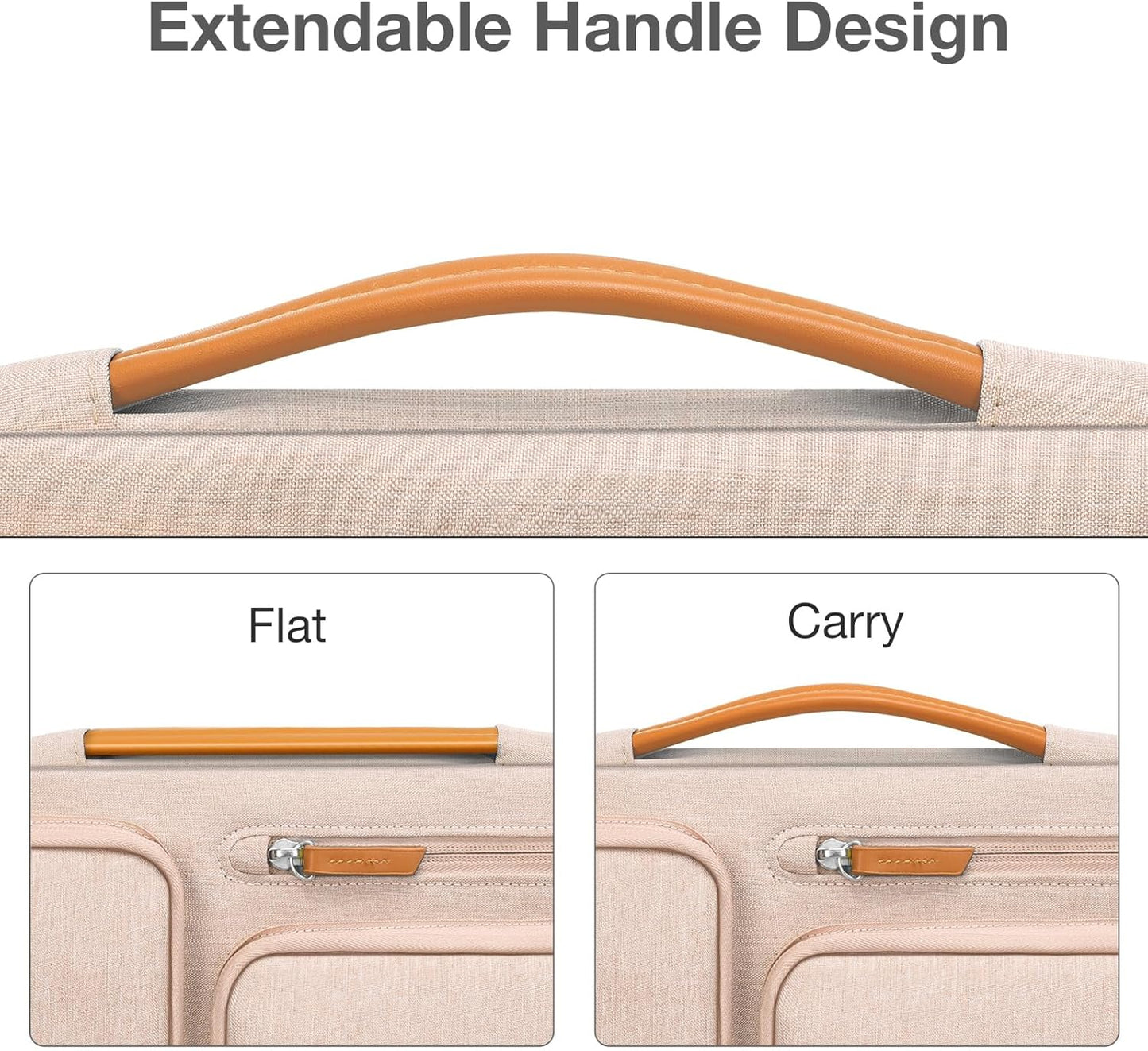 MOSISO 360 Protective Laptop Case 15 inch, 15 inch Laptop Sleeve Compatible with MacBook Air M4 M3 M2 2025 2024 2023, Dell XPS Plus, Side Open Carrying Case with 4 Zipper Pockets&Handle, Khaki