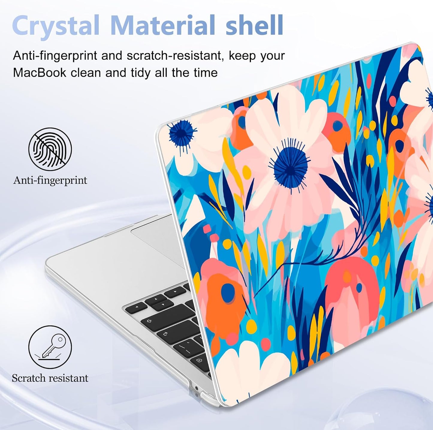 Case for MacBook Air 15 Inch 2025 2024 2023 Release M4 A3241 M3 A3114 M2 A2941, Hard Shell with Screen Protector & Keyboard Cover, Compatible with Touch ID, Ornament