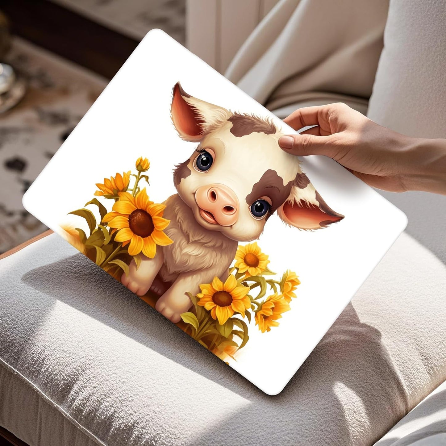Mektron Compatible with M4 MacBook Air 15 inch Case 2025 A3241 2024 2023 M3 A3114 A2941 M2 Liquid Retina Display Touch ID, Plastic Hard Case & Keyboard Skin & Screen Protector - Cute Cow