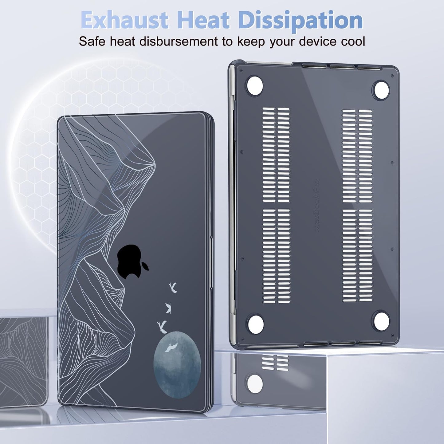 for MacBook Pro 16 inch Case 2021 2022 2023 2024 Release A3186 A3403 M4 A2991 M3 A2780 M2 A2485 M1 Pro/Max, Hard Shell Case with Screen Protector & Keyboard Cover, Abstract Mountain