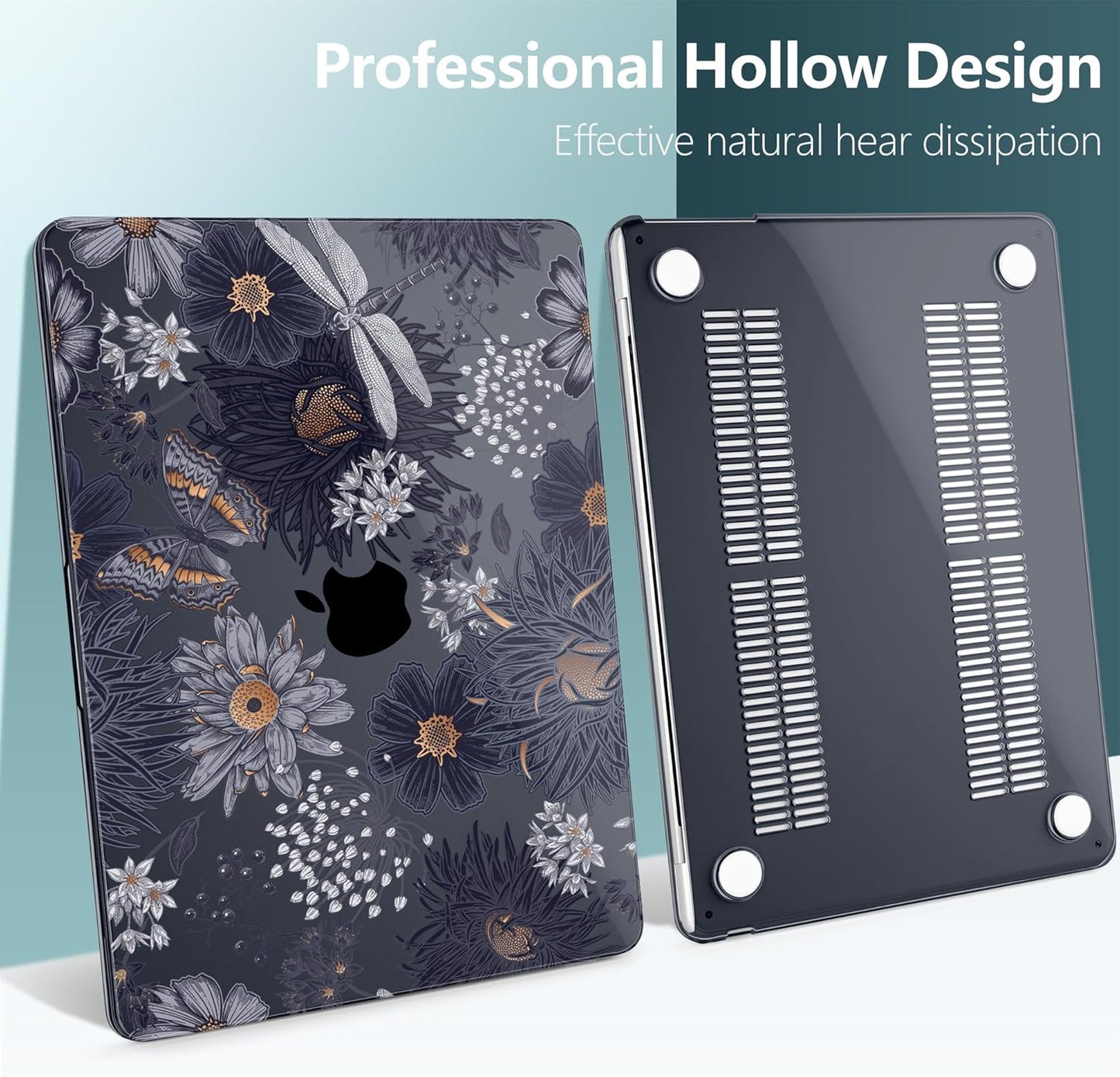 TWOLSKOO Compatible with M4 MacBook Air 15 inch Case 2025-2023 Released Model M4 A3241 M3 A3114 M2 A2941, Plastic Hard Shell & Screen Protector & Keyboard Cover & Trackpad Film, Wild Flower