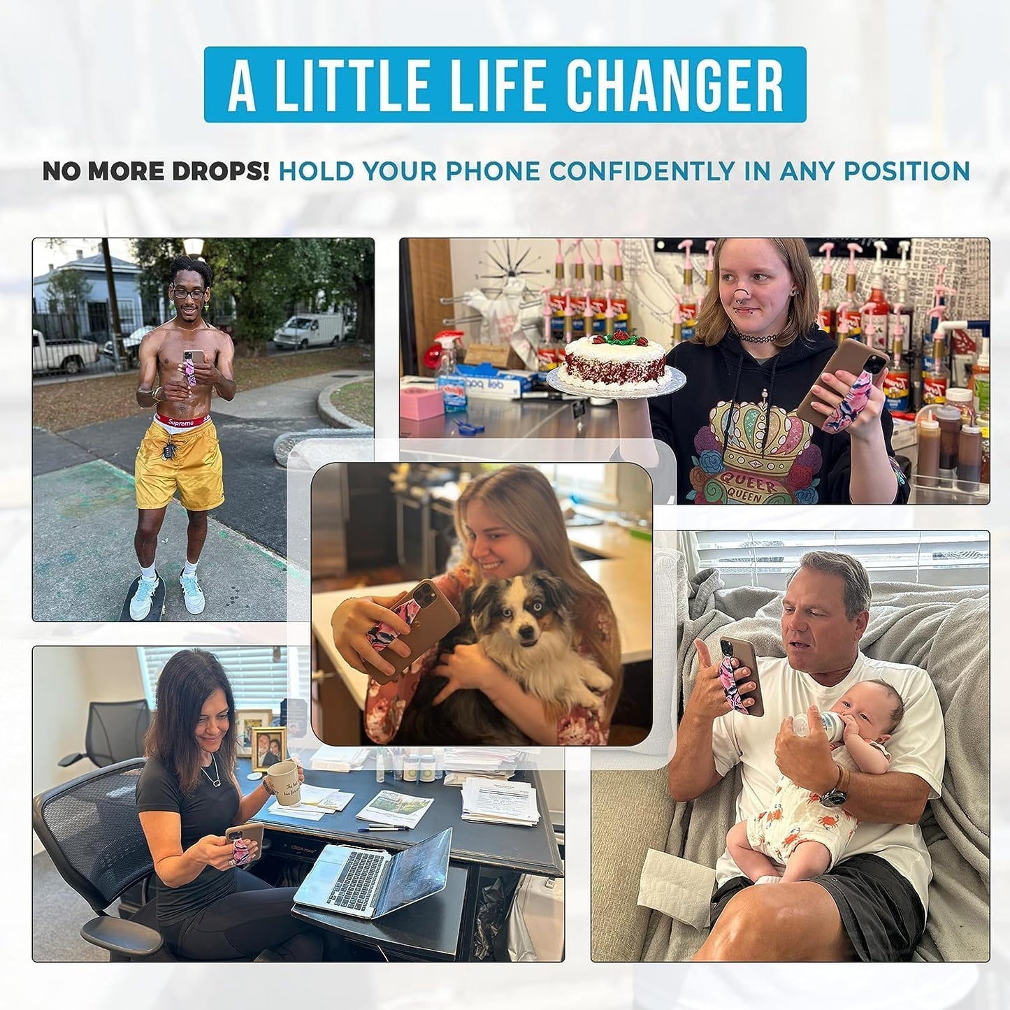 Customizable Universal Phone Grip Strap | Reversible Phone Hand Strap for Phone Cases as Phone Loop Holder| Secure handling by Comfortable Phone Strap - Salvator Mundi