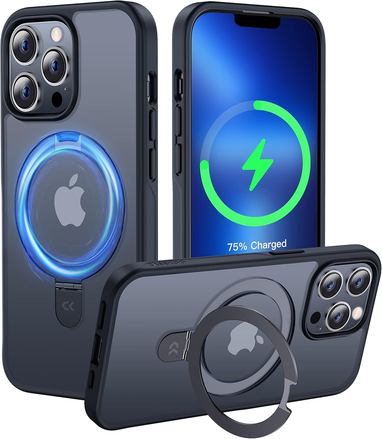 CASEKOO Designed for iPhone 13 Pro Max Case with Magnetic Invisible Stand [Military Drop Protection] [Compatible with MagSafe] Shockproof Translucent Matte Slim Promax Phone Cover 6.7", Black