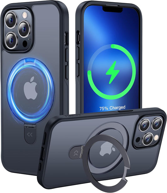 CASEKOO Designed for iPhone 13 Pro Max Case with Magnetic Invisible Stand [Military Drop Protection] [Compatible with MagSafe] Shockproof Translucent Matte Slim Promax Phone Cover 6.7", Black