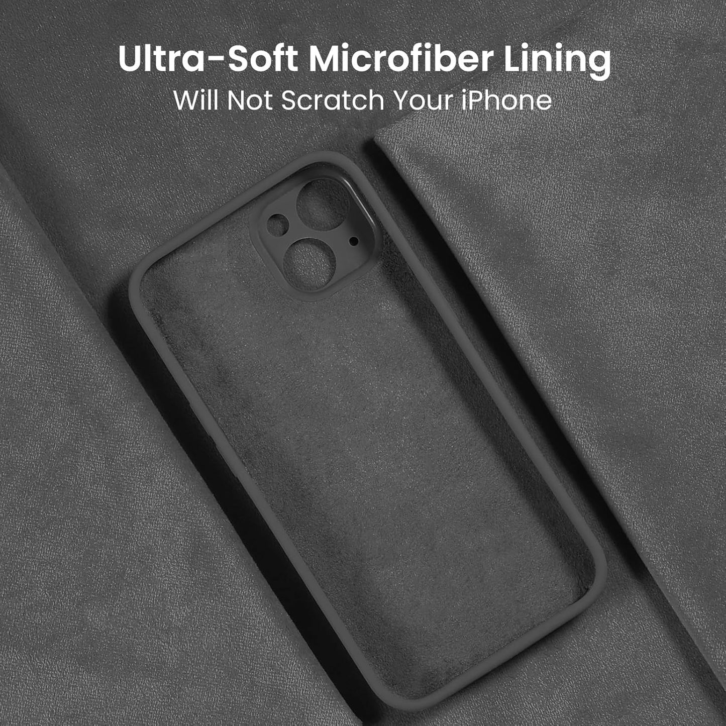 FireNova Designed for iPhone 15 Case, Silicone Upgraded [Camera Protection] Phone Case with [2 Screen Protectors], Soft Anti-Scratch Microfiber Lining Inside, 6.1 inch, Space Gray