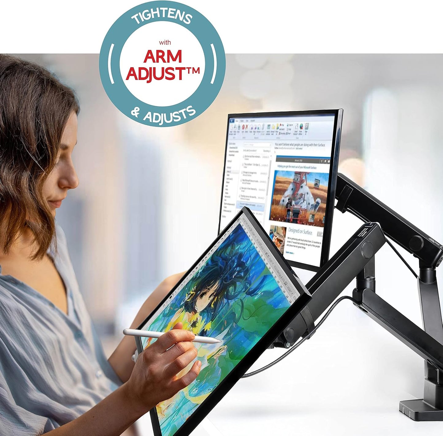 Dual Monitor Stand, Dual Monitor Arm, Dual Monitor Mount vesa Mount, up to 32 inch Monitor Desk Mount, soporte Monitor arms & Monitor Stands for 2 Monitors, Dual Monitor Riser Stand