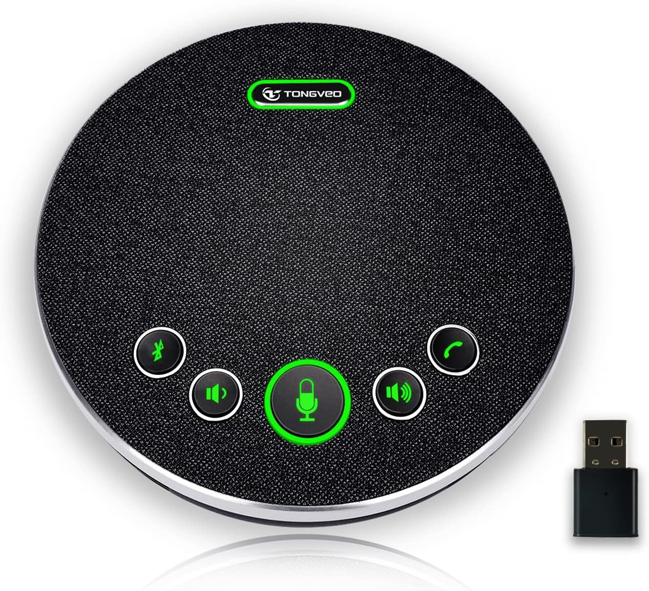 Bluetooth Speakerphone Conference Microphones, Wireless Conference Speaker 360°Voice Pick up with 4 AI Noise Cancellation Mics USB/Dongle/Bluetooth Connection 8 Hour Call Time for 8-12 People