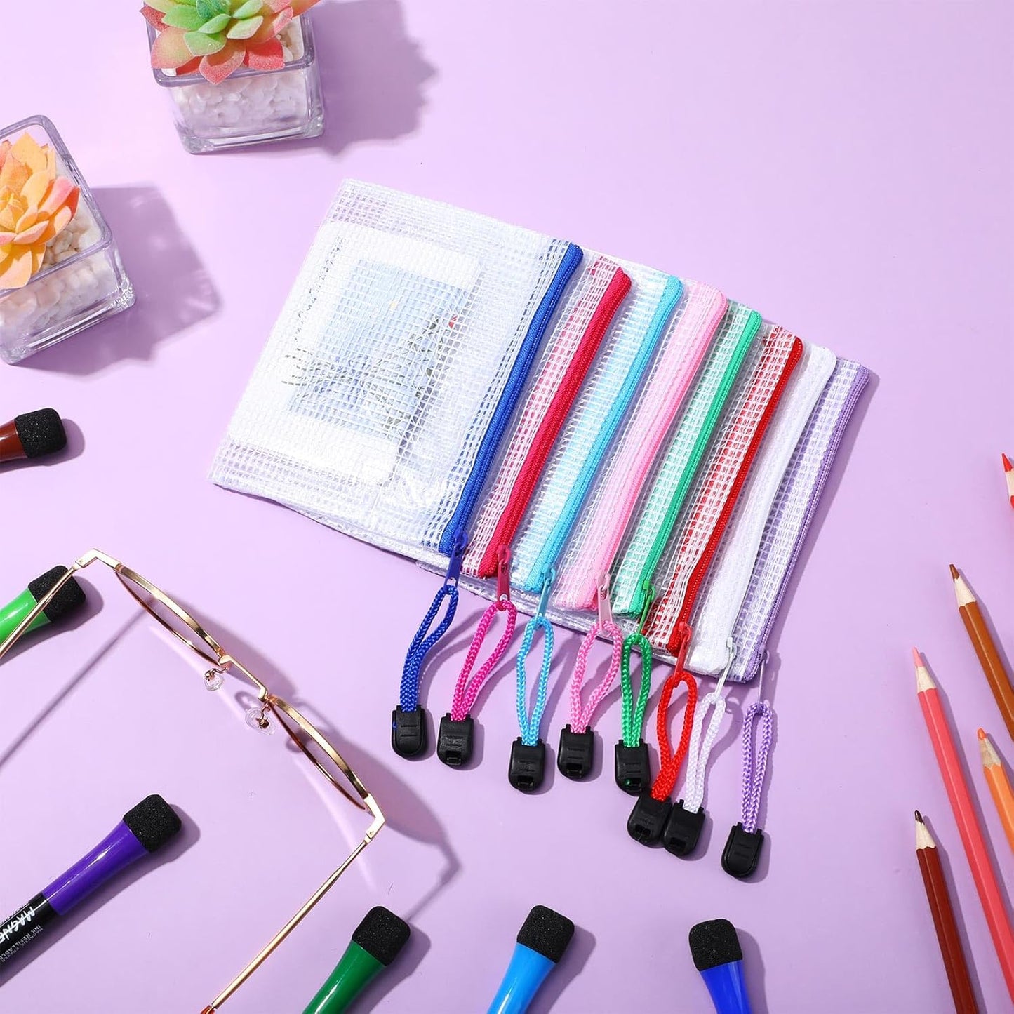 Jetec 32 Pcs Mesh Zipper Bags Toy Storage Bikini Organizer Bag Bolsas Para Guardar Trajes De Baño Waterproof Zipper Reusable Pouch Puzzle Multipurpose for Storage Office(Classic Color,5.1 x 4.1 Inch)