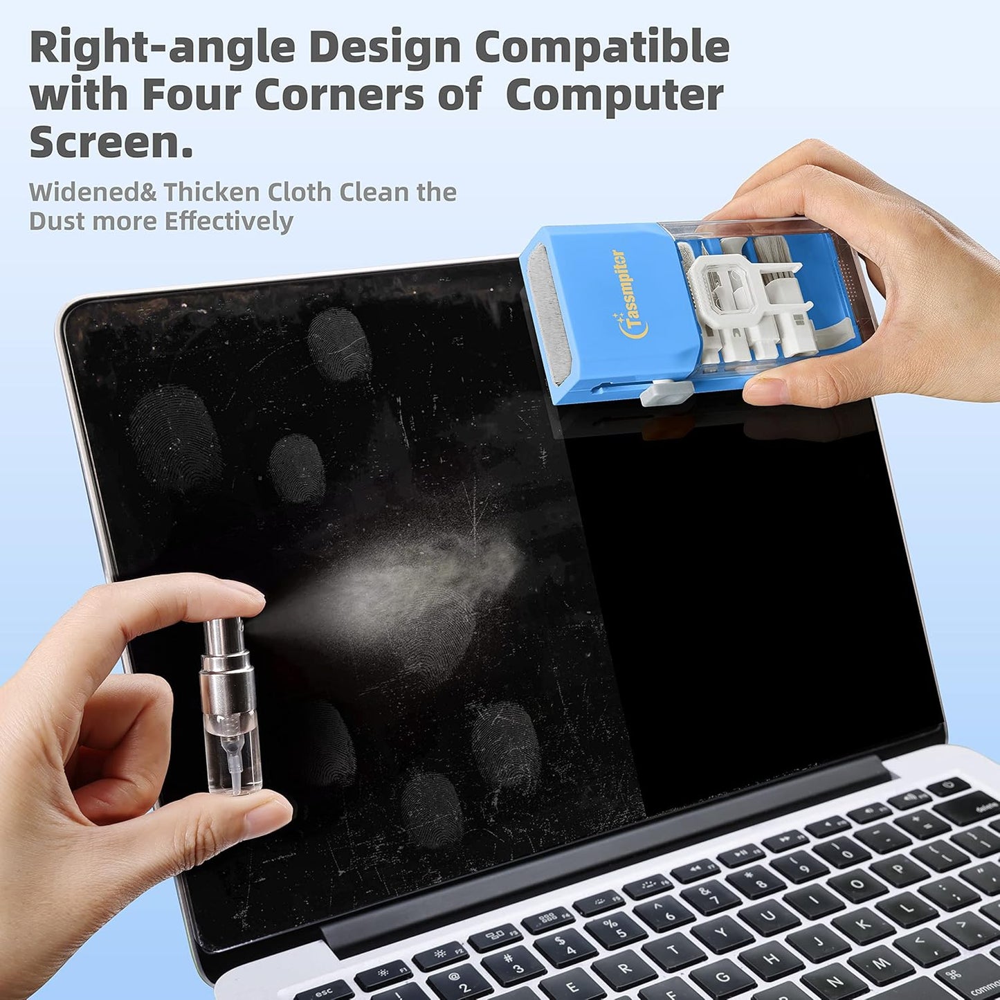 Laptop Cleaning Kit, All in 1 Keyboard Cleaning kit for MacBook iPad iPhone, Compact Keyboard Cleaner with Brush and Spray for Tablet, Airpods, Earbud, Computer Screen, PC Monitor, SkyBlue