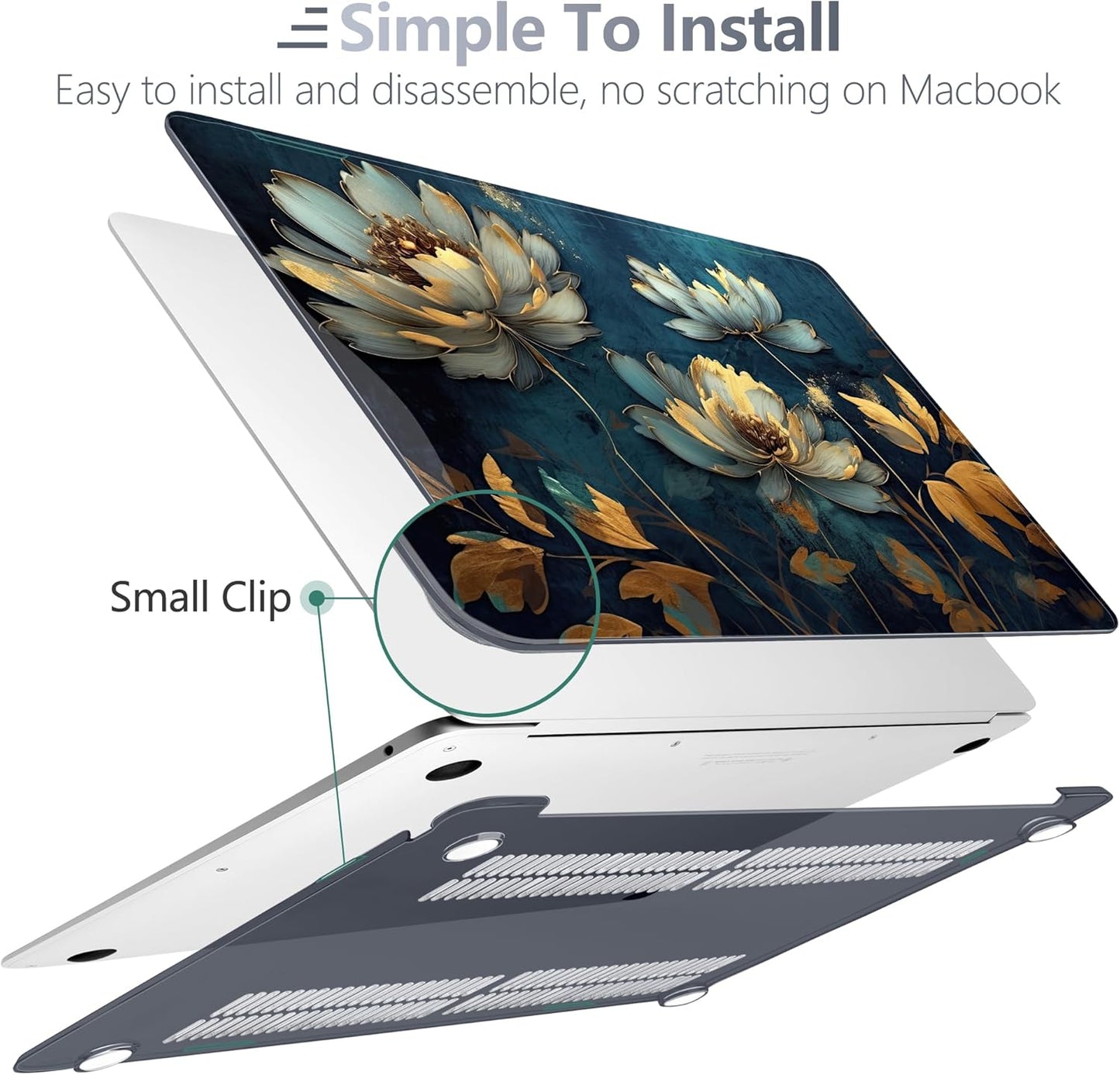 Batianda Case for M1 MacBook Air 13 Inch Model A2337 A2179 A1932 2020 2019 2018 Release,3D Painted Creative Series Design Hard Shell with Keyboard Cover & Screen Protector, Blooming Flowers