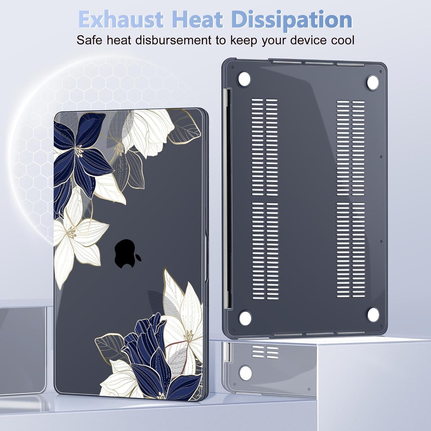 May Chen Case for MacBook Pro 13 inch M2 2023,2022,2021,2020 A2338 M1 A2251 A2289, Plastic Hard Shell Case for MacBook Pro 13" with Touch Bar Fits Touch ID, Elegant Flower