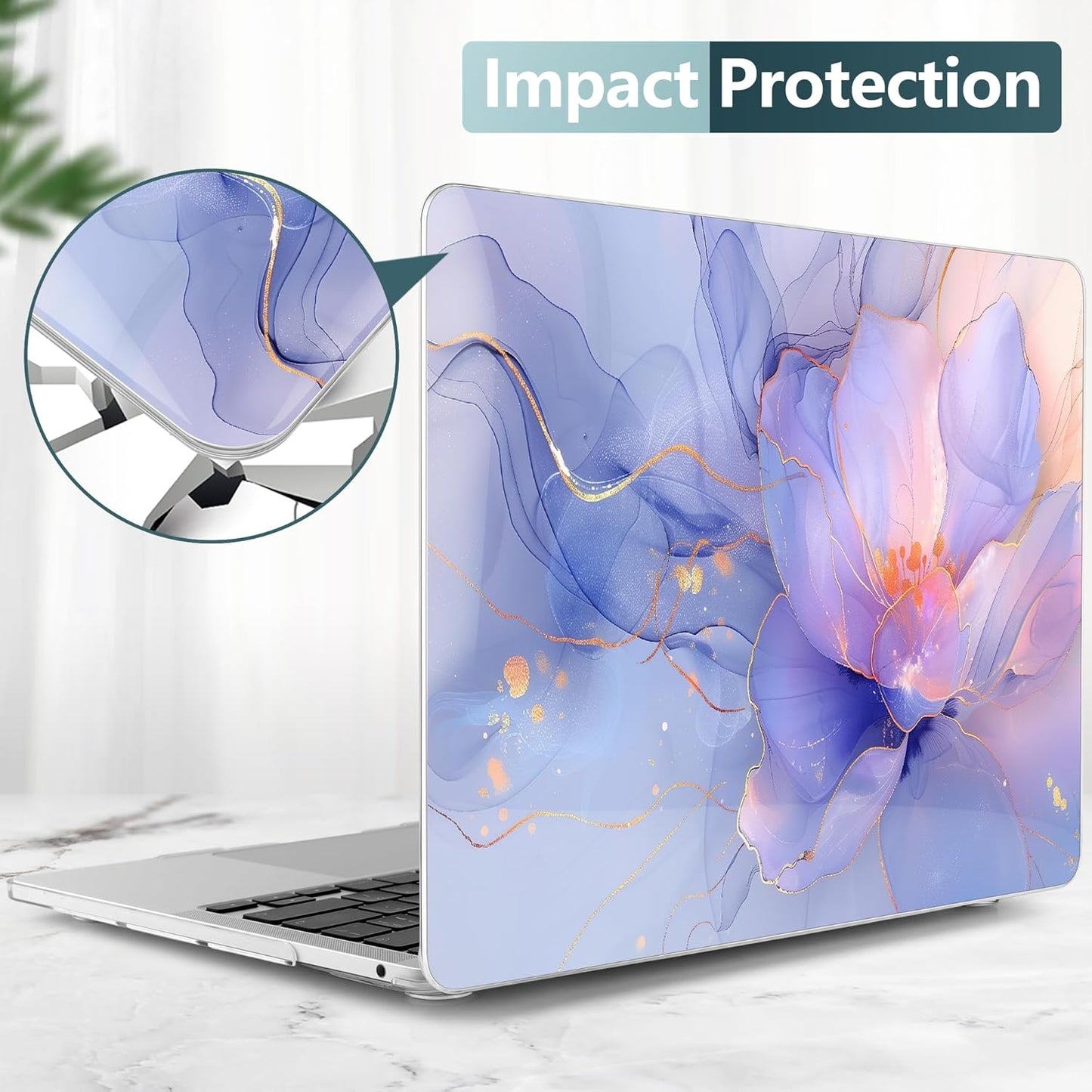TWOLSKOO Compatible with MacBook Pro 13 inch Case 2023-2016 A2338 M2/M1 A2251 A2289 A2159 A1989 A1706, Plastic Hard Shell Cover & Keyboard Skin & Screen Protector, Blue Marble