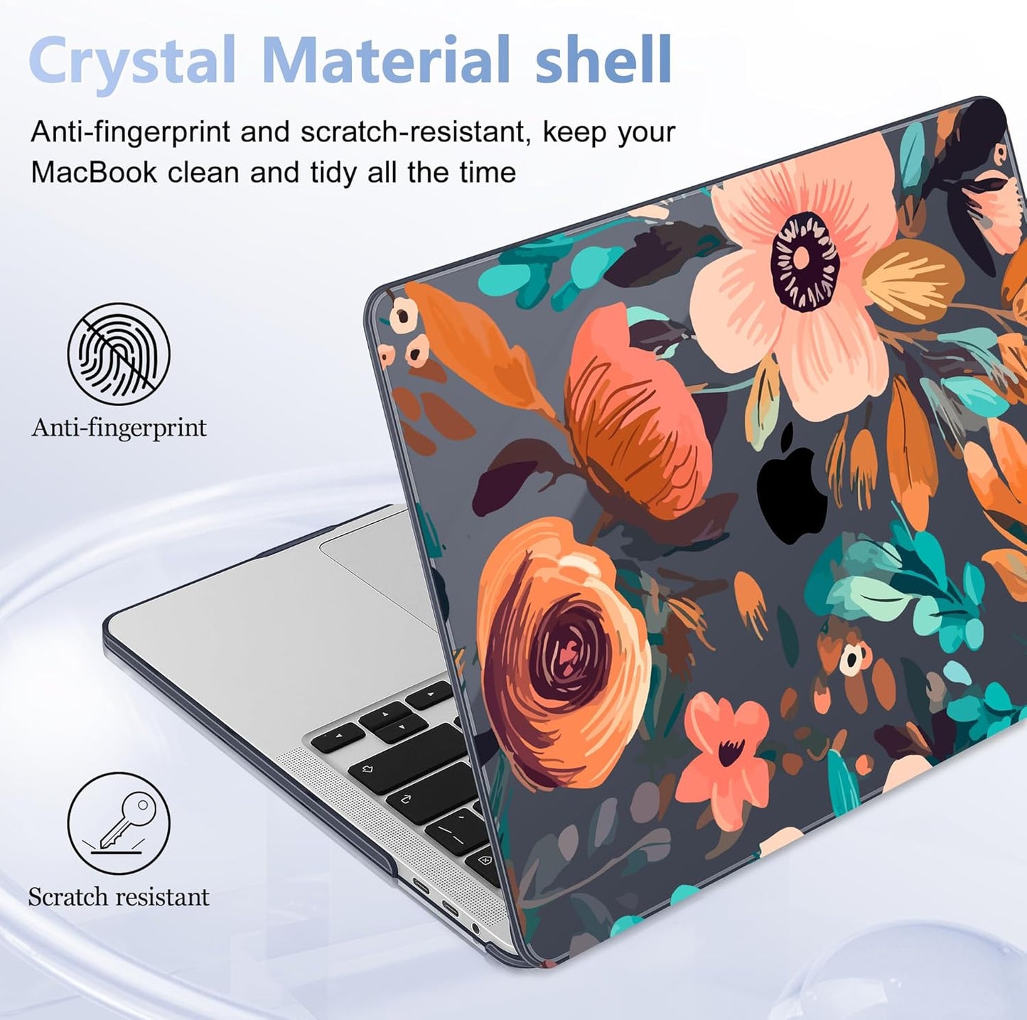 for MacBook Pro 16 inch Case 2019 2020 Release Model A2141, Plastic Hard Shell Cover with Keyboard Cover for MacBook Pro 16 inch with Touch Bar & Touch ID, Florals Pattern