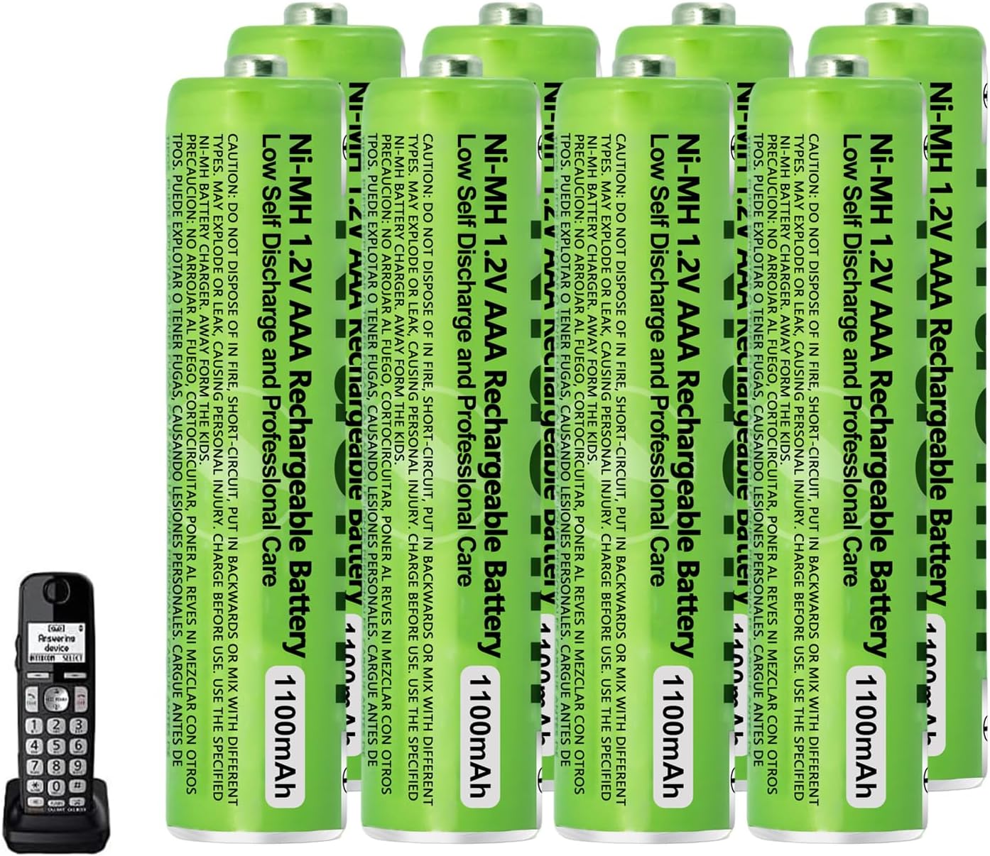 8 Pack NI-MH AAA Rechargeable Battery for Panasonic, 1.2V 1100mah AAA Rechargeable Batteries for Panasonic Cordless Phones Handset, Remote Controls, Electronics
