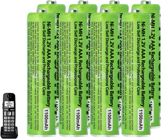8 Pack NI-MH AAA Rechargeable Battery for Panasonic, 1.2V 1100mah AAA Rechargeable Batteries for Panasonic Cordless Phones Handset, Remote Controls, Electronics