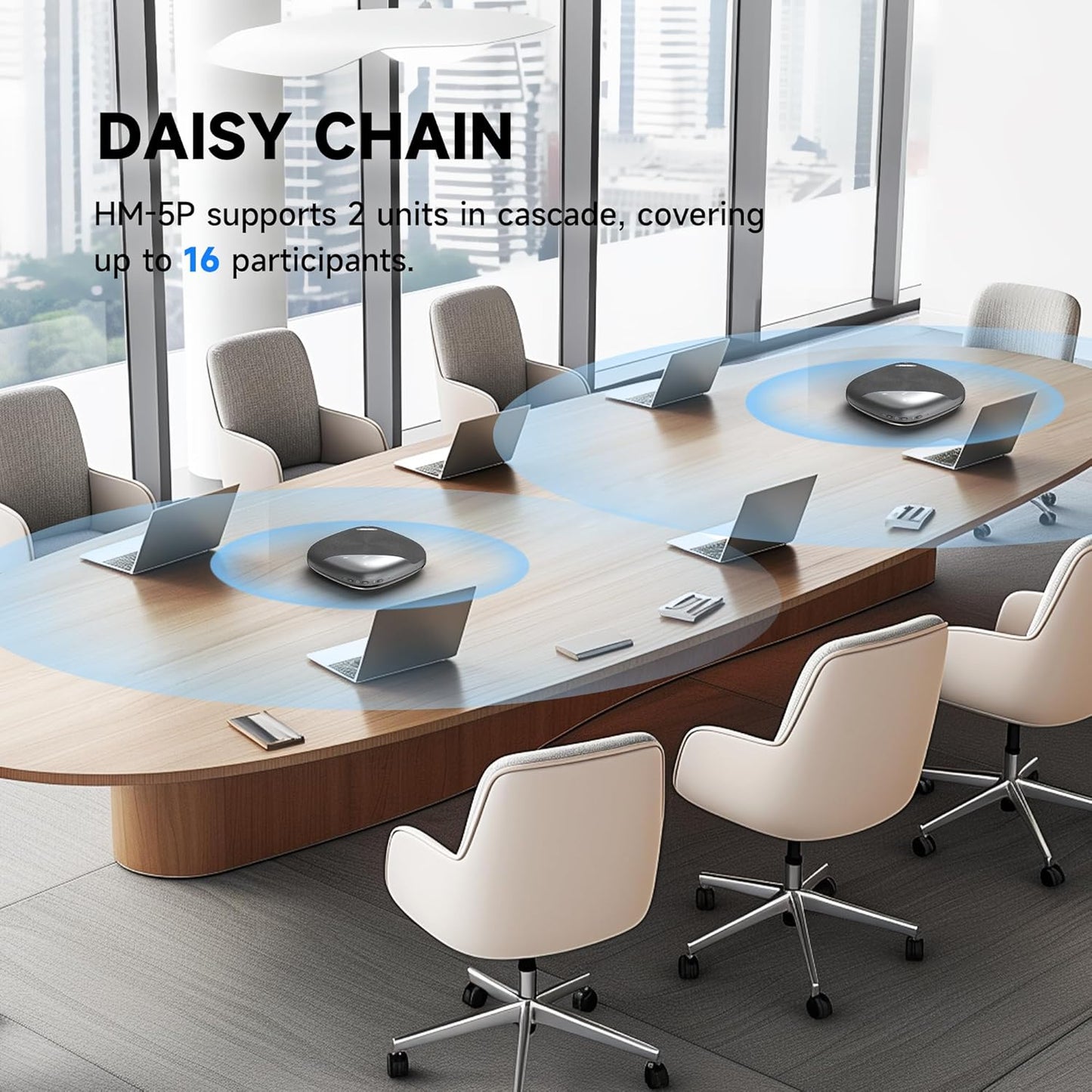 HORION Conference Speaker with Microphone, Wireless Bluetooth Speakerphone for Office Meeting Computer PC, w/8 Mics, 20ft Voice Pickup, 8H Call Time, AI Noise Cancelling, Portable with Zoom/Teams