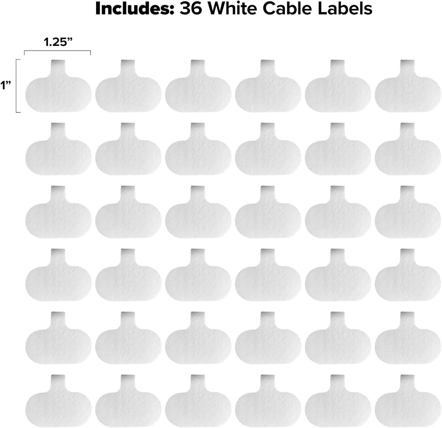 Cable Labels by Wrap-It Storage, Regular, White (36 Pack) - Write On Cord Labels, Wire Labels, Cable Tags and Wire Tags for Cable Management and Electronics, Computers. Great Stocking Stuffer