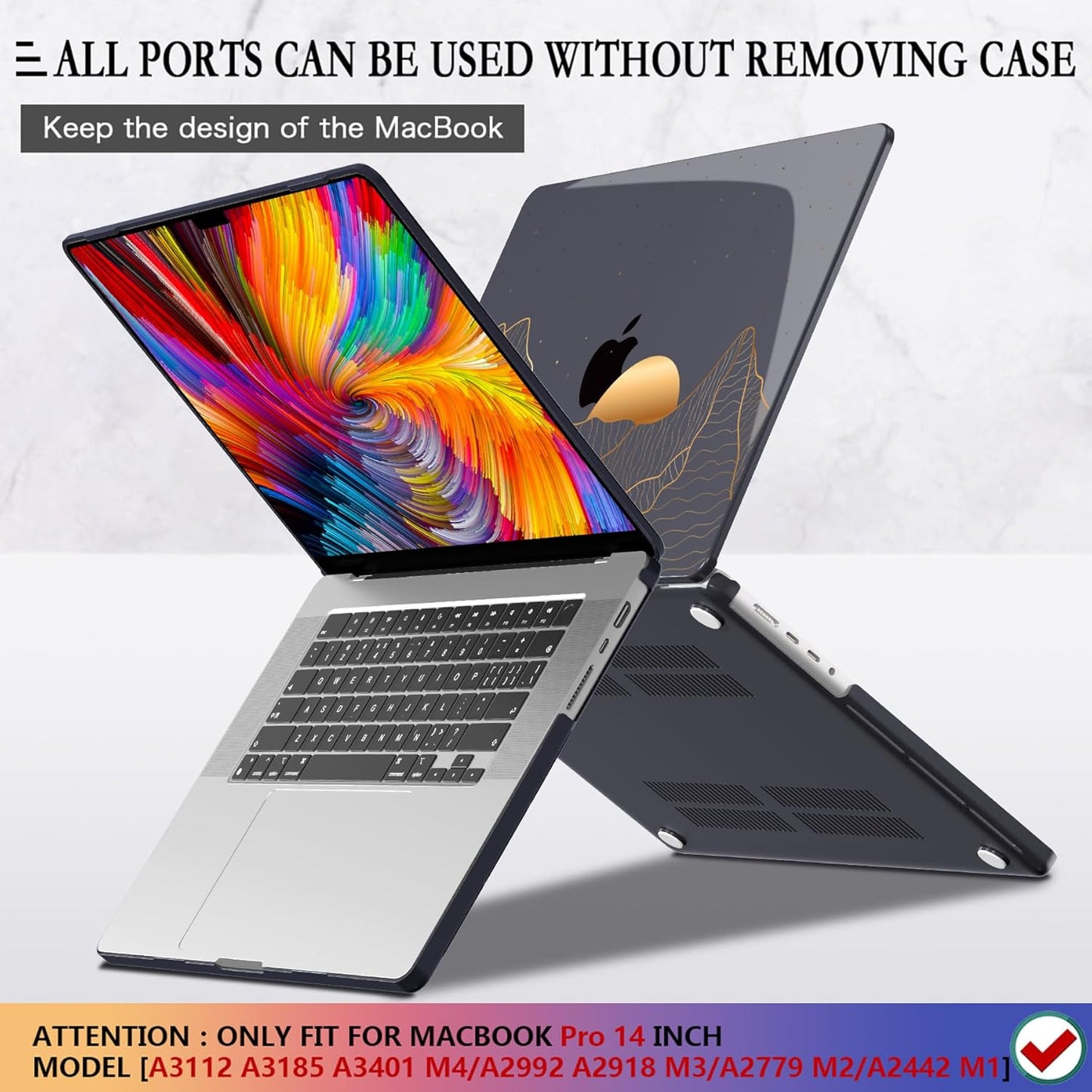 CISSOOK Compatible with MacBook Pro 14 inch 2024 2023 2022 2021 Release M4 M3 M2 M1 Chip A3112 A3185 A3401 A2918 A2992 A2779 A2442 Model, Hard Shell Case with Keyboard Cover&Screen Protector, Pink Bow