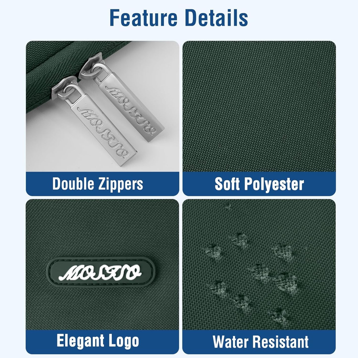 MOSISO Laptop Case 13.3 inch, 13-13.3 inch Laptop Sleeve Compatible with MacBook Air/Pro 13 / Pro 14, HP Dell ASUS Lenovo Notebook, Polyester Vertical Computer Sleeve Bag with Pocket, Midnight Green