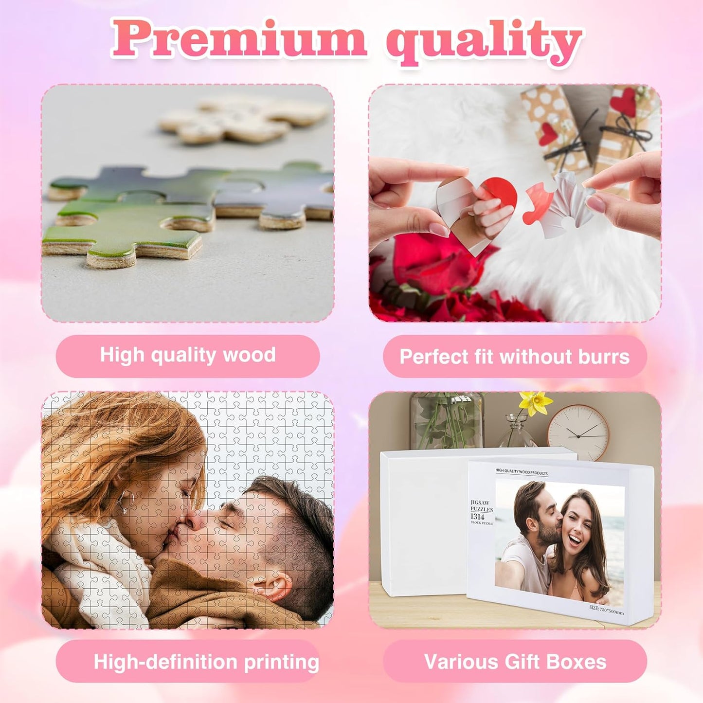 Easycosy Custom Photo Puzzles 520/1314 Pieces for Adults Families Personalized Picture Text Jigsaw Puzzle Gift for Holiday Birthday Wedding Anniversay(Horizontal/Vertical)