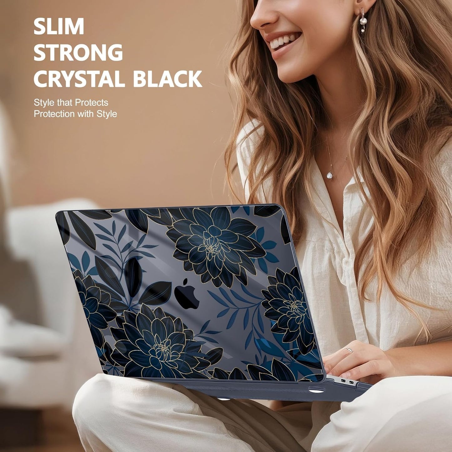 May Chen for MacBook Pro 13 inch Case 2022 2021 2020 Release A2338 M2 M1 A2289 A2251, Plastic Crystal Hard Shell Case Cover for MacBook Pro 13 inch Touch Bar Fits Touch ID, Luxury Dahlia