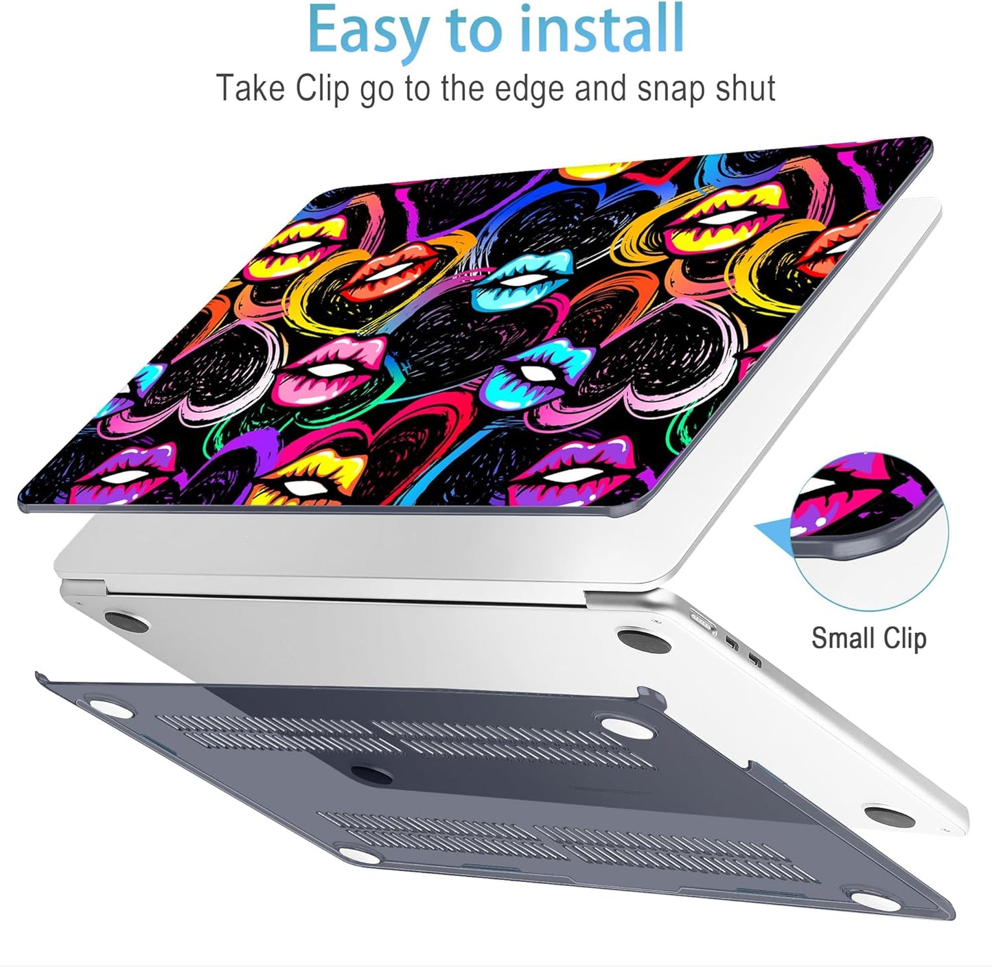 Mektron for 2025 M4 MacBook Air 13.6 Inch A3240 Case Fits 2023 A2681 M2 2024 A3113 M3 Chip with Liquid Retina Display Touch ID, Printed Plastic Hard Shell Cover for MacBook Air 13.6", Colorful Lips