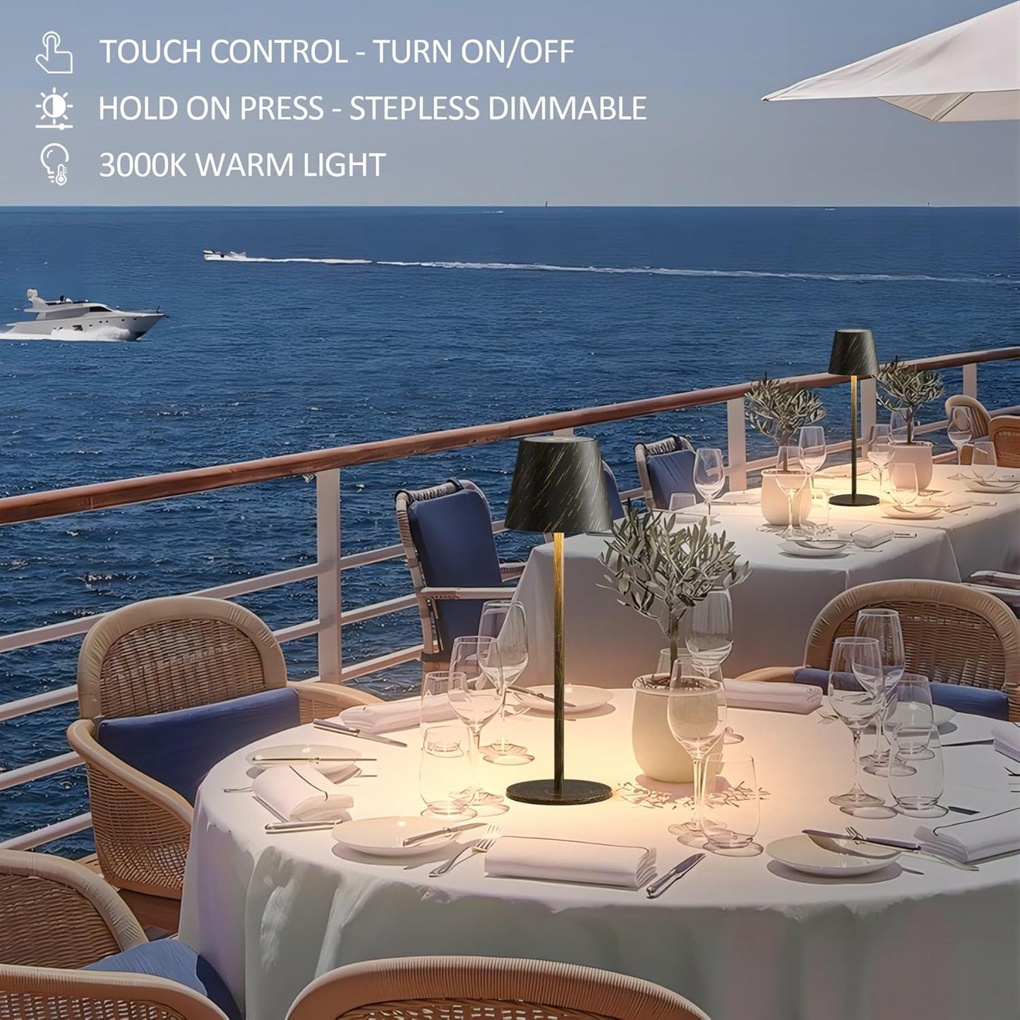 2-Pack Copper Cordless Table Lamp,Rechargeable LED Desk Lamp,5000mAh Battery Operated Lamp,3000K Warm Light Stepless Dimming,IP54 Waterproof Portable Table Light for Restaurant/Camping,Copper