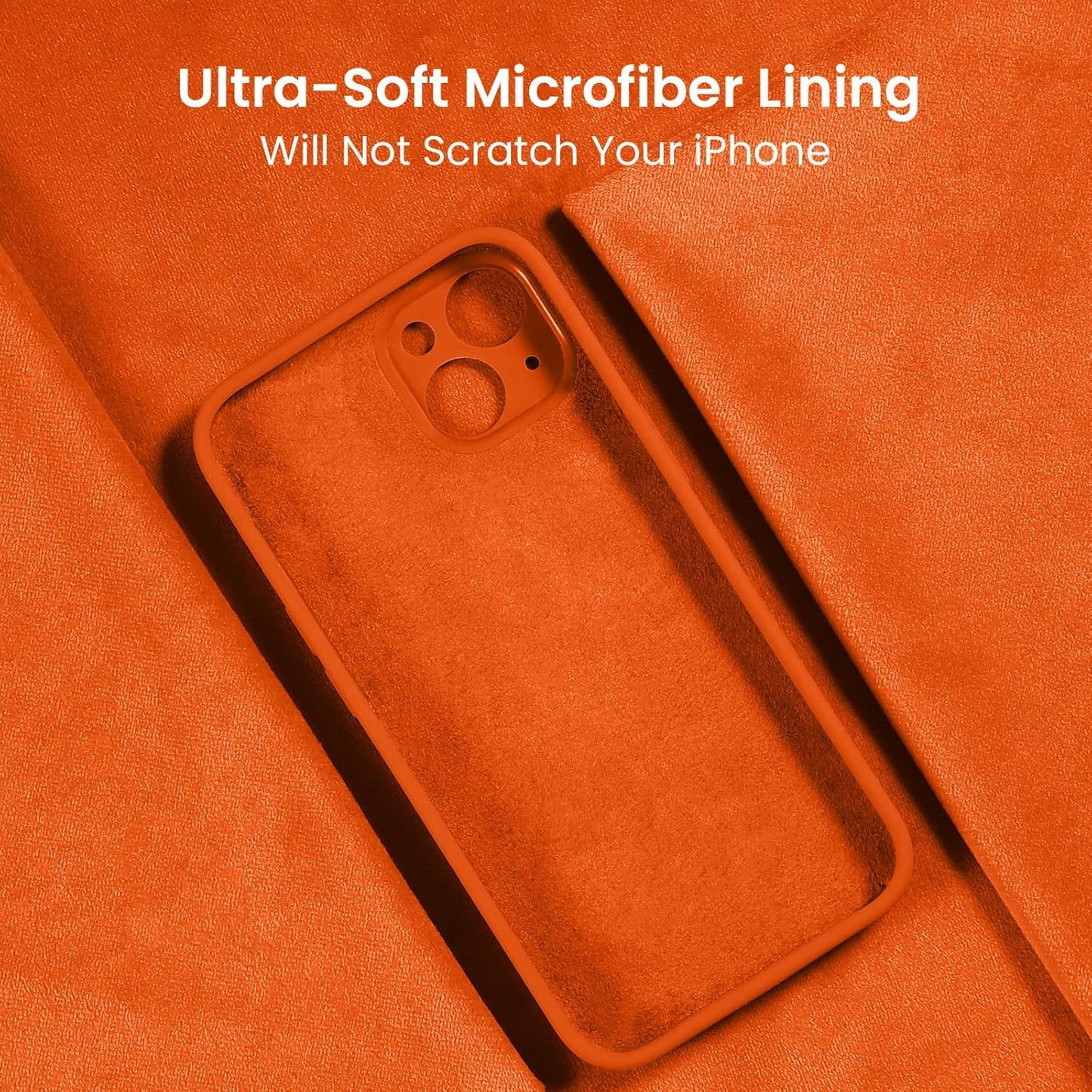 FireNova Designed for iPhone 15 Case, Silicone Upgraded [Camera Protection] Phone Case with [2 Screen Protectors], Soft Anti-Scratch Microfiber Lining Inside, 6.1 inch, Neon Orange