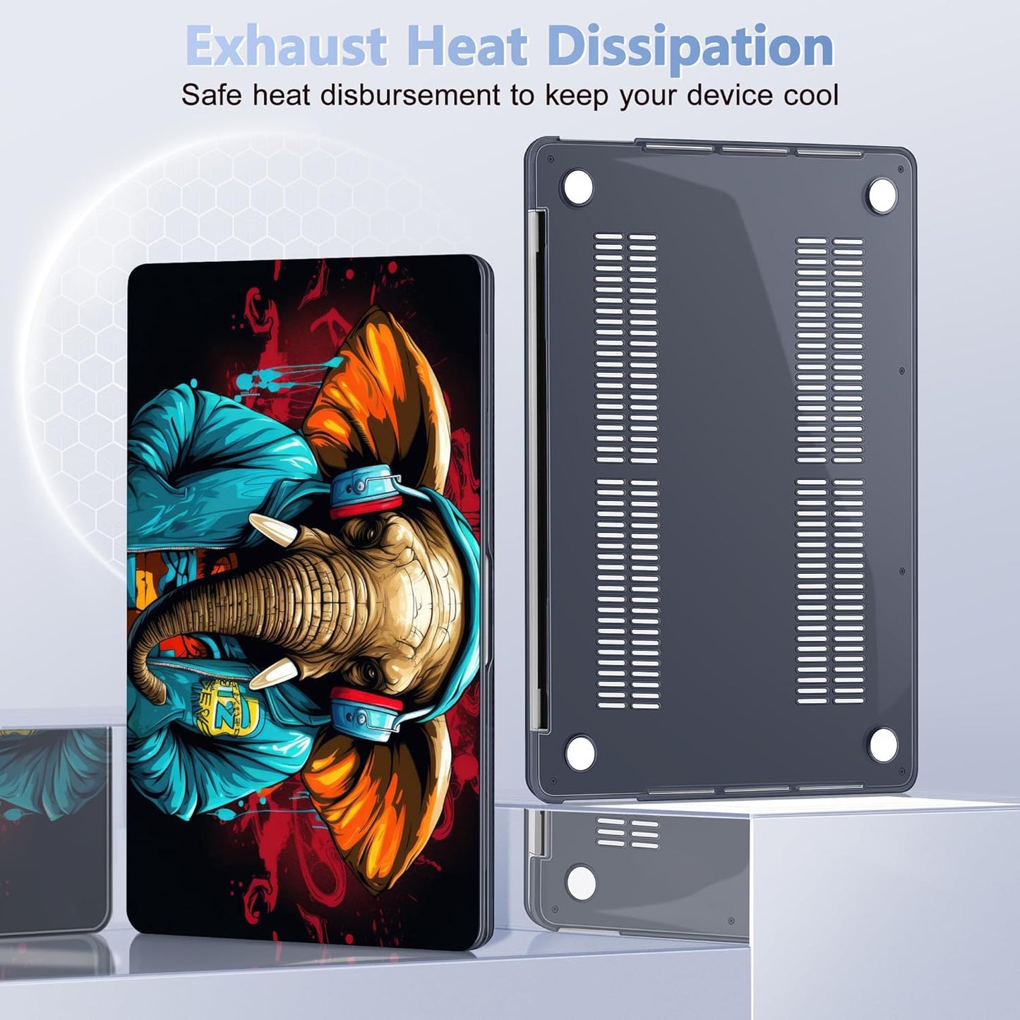 Case for MacBook Pro 13 inch with/Without Touch Bar (2016-2022, M2 A2338 M1 A2289 A2251 A2159 A1989 A1706 A1708), Hard Shell + Keyboard Cover + Dust Plug, Elephant Hoodie