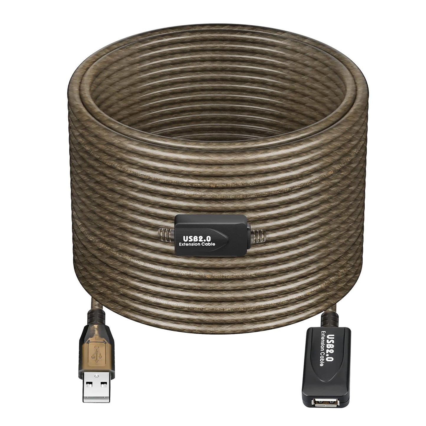 65 FT USB Extension Cable, USB 2.0 Type A Male to A Female Active Repeater Extension Cable 65 ft, High Speed 480 Mbps