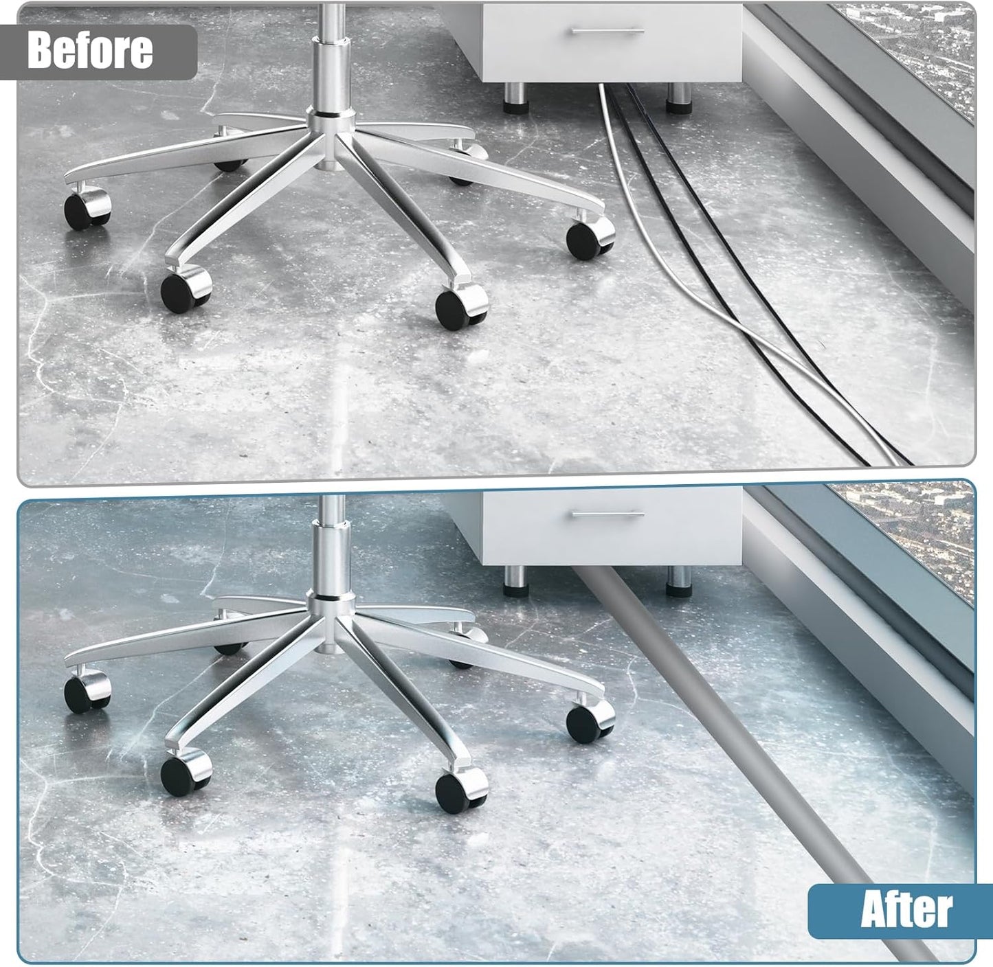 Floor Cord Covers for Wires 6FT Cable Hider Wire Cover Self Adhesive Cord Hider Floor for Offices, Homes, Workshops, Warehouses Cable Cavity 0.3" W x 0.3" H