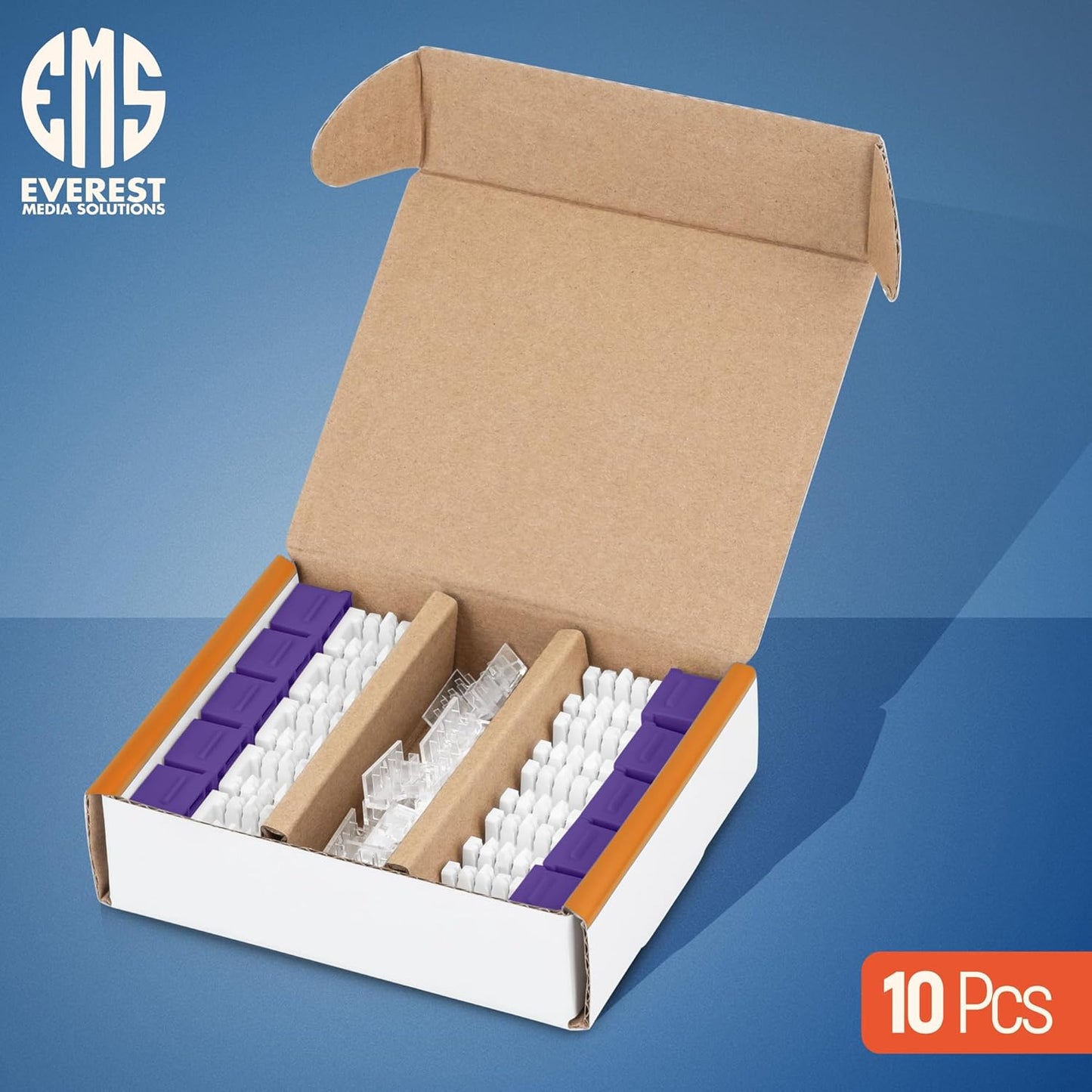 Everest 90° Angled RJ45 Cat6A Keystone Jacks 10-Pack in Purple - Slim Profile Female RJ45 Connectors - Cat 6A Keystone Jack - Compatible with 90° Angled Speed Termination Tool - easyJACK (B094WB91H3)