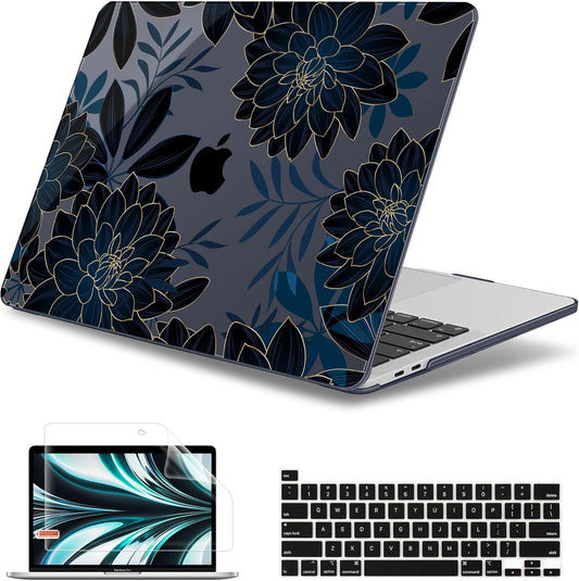 May Chen for MacBook Pro 13 inch Case 2022 2021 2020 Release A2338 M2 M1 A2289 A2251, Plastic Crystal Hard Shell Case Cover for MacBook Pro 13 inch Touch Bar Fits Touch ID, Luxury Dahlia