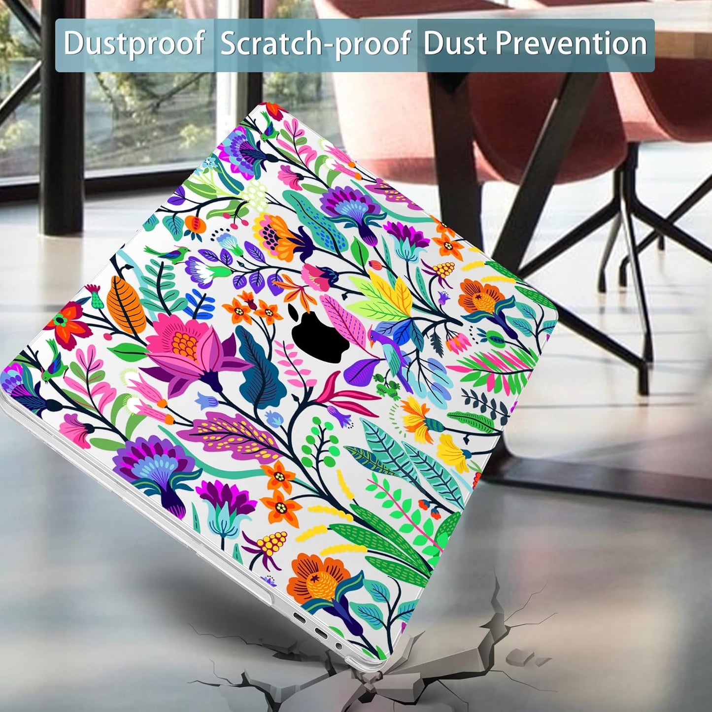 Mektron for MacBook Pro 16 inch Cover A2141 2019 2020 Release with Retina Display & Touch bar & Touch ID, Bright-Coloured Flowers Hard Case Shell Keyboard Cover Screen Protector Dust Plug