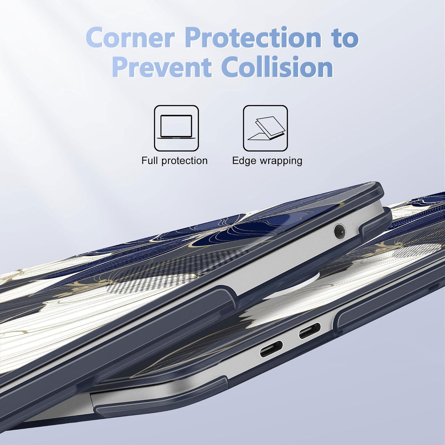 May Chen Case for MacBook Pro 13 inch M2 2023,2022,2021,2020 A2338 M1 A2251 A2289, Plastic Hard Shell Case for MacBook Pro 13" with Touch Bar Fits Touch ID, Elegant Flower