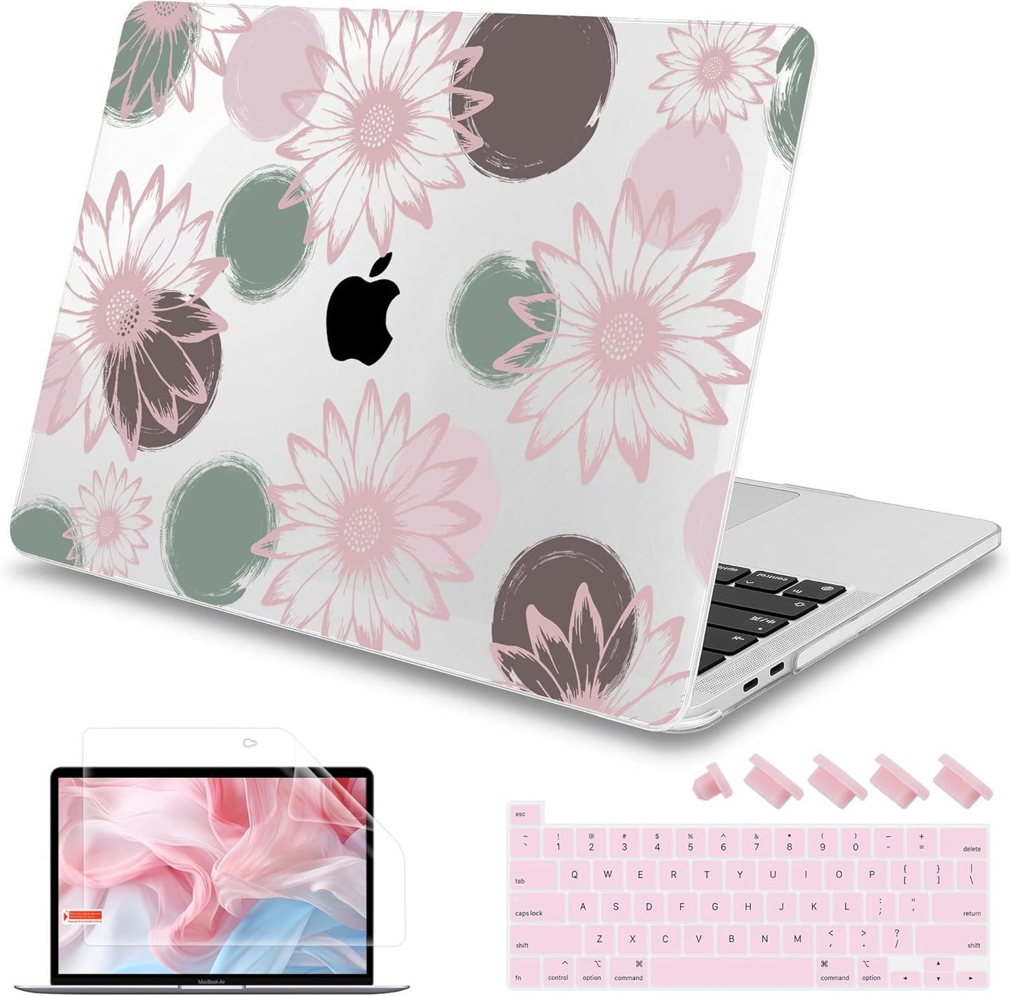 Mektron Case for MacBook Pro 16 Inch A2141 Cover 2019 Release 16" with Liquid Retina Display/Touch ID, Plastic Hard Shell with Keyboard Skin & Screen Protector & Dust Plug, Chamomile