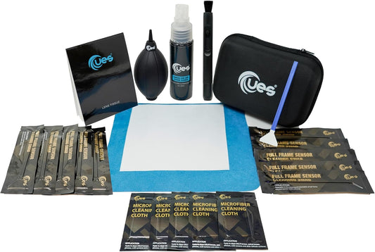 UES 21-in-1 Camera Cleaning Kit: 10 Full-Frame Sensor Cleaning Swabs, 5 Lens Cleaning Cloth, Air Blower, Lens Cleaning Pen, Lens and Sensor Liquid Cleaner, Lens Cleaning Paper, Screen Cleaning Cloth
