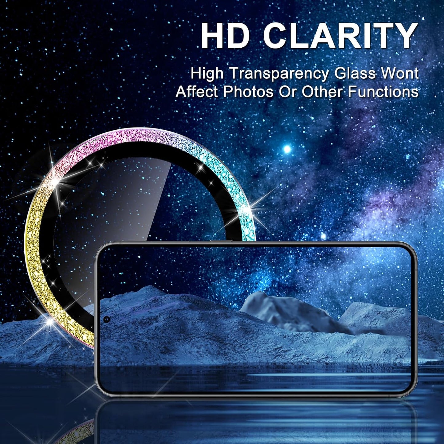 for Samsung Galaxy S23/S23 Plus Camera Lens Protector, Individual Metal Ring Tempered Glass Lens Cover, [Strong Adsorption] Scratch Resistant Ultra-Thin HD Clear Lens Cover, 1 Set-Colorful